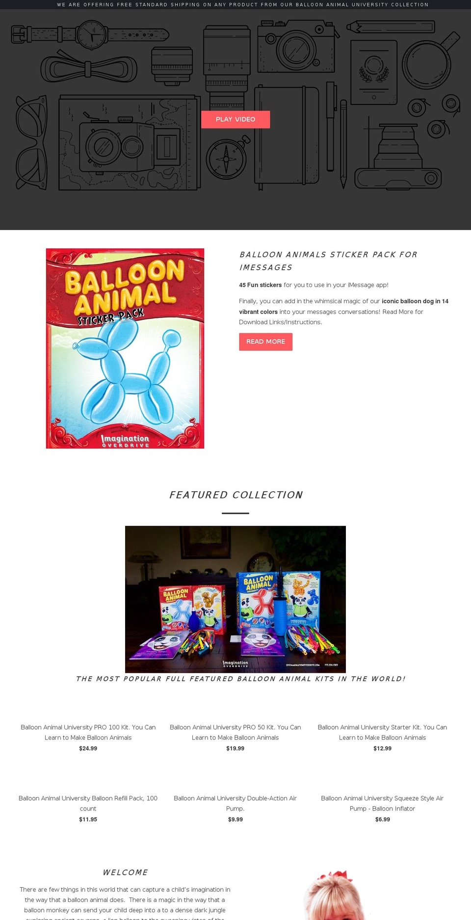 learnballoonanimals.com shopify website screenshot