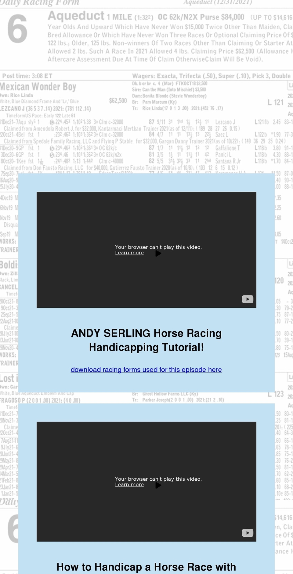 learnhorseracing.com shopify website screenshot