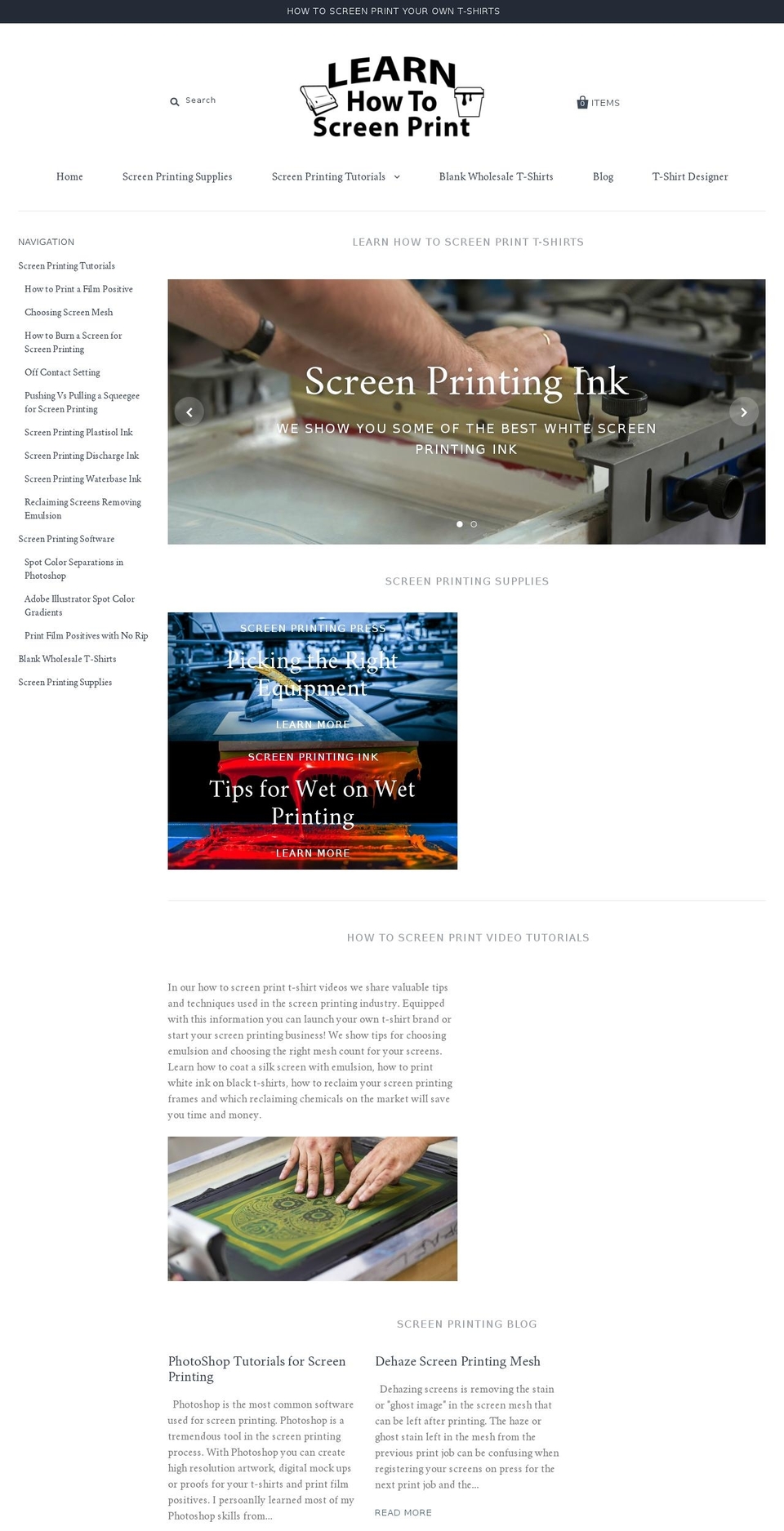 learnhowtoscreenprint.com shopify website screenshot