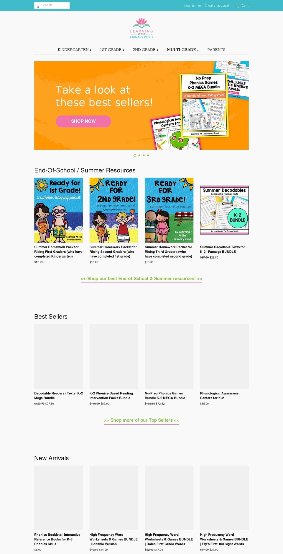 learning-at-the-primary-pond.myshopify.com shopify website screenshot