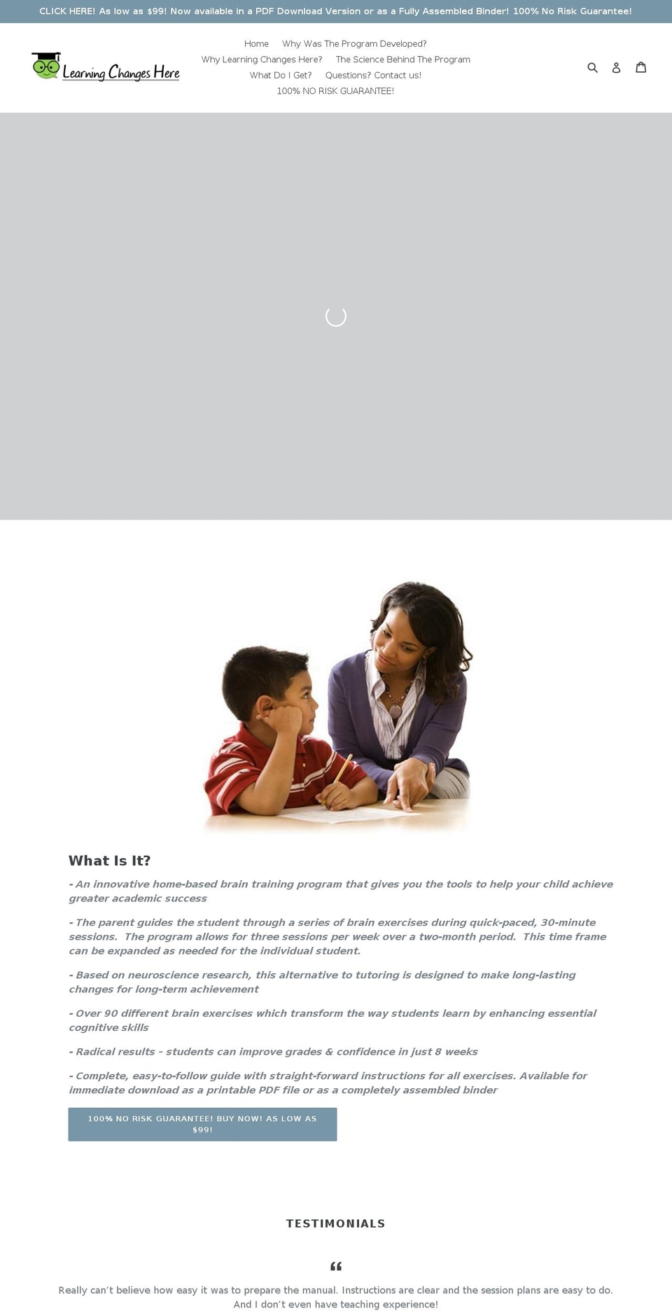 learningchangeshere.com shopify website screenshot