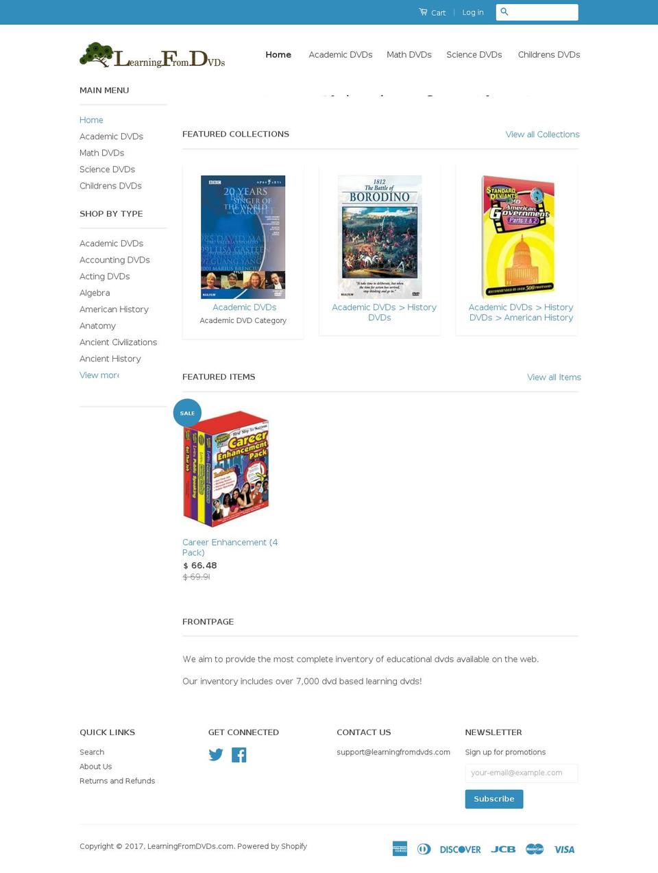 learningfromdvds.com shopify website screenshot