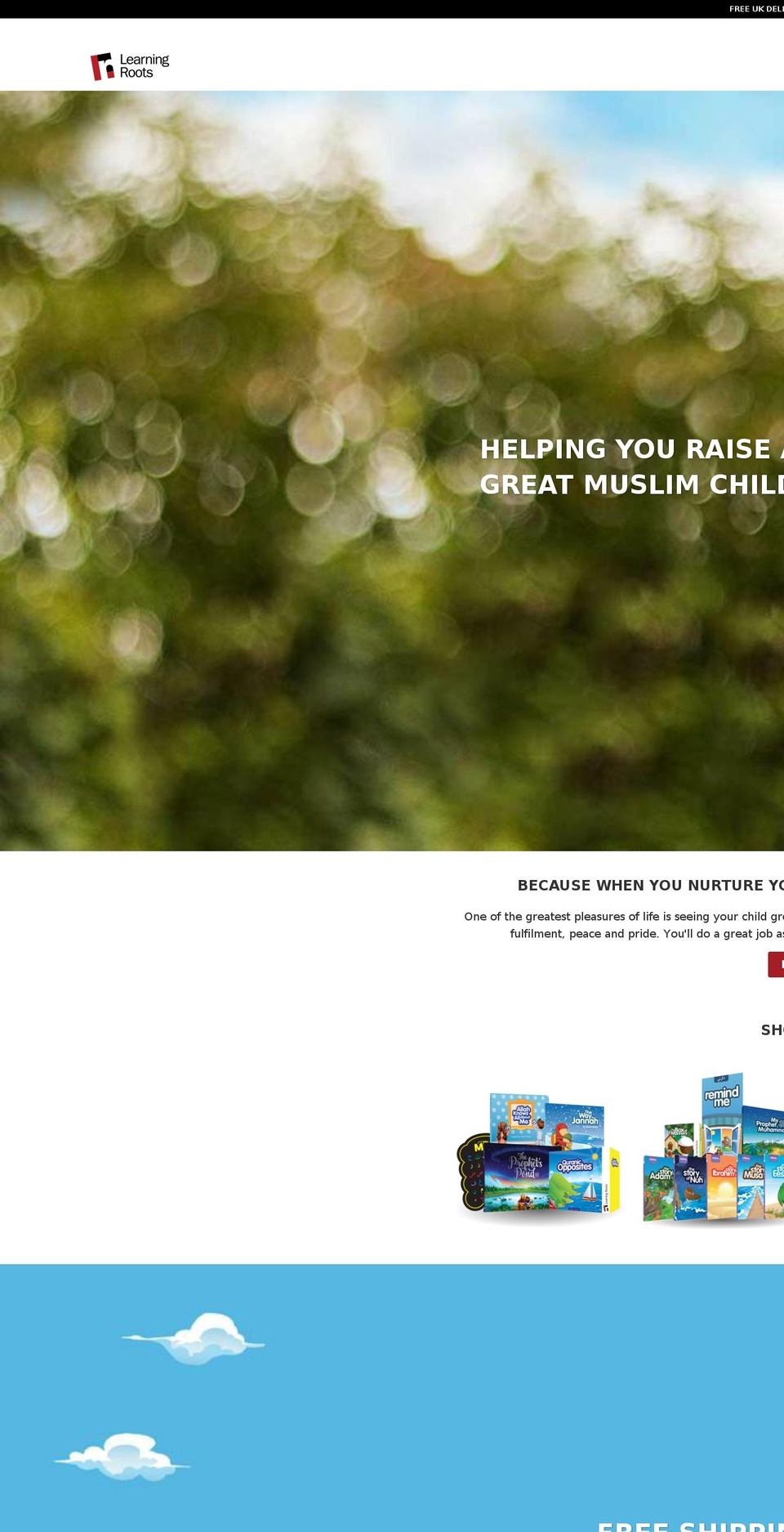 learningroots.net shopify website screenshot