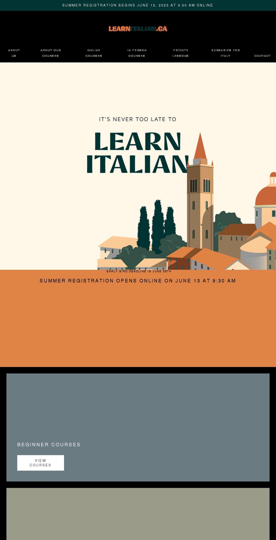 learnitalian.ca shopify website screenshot