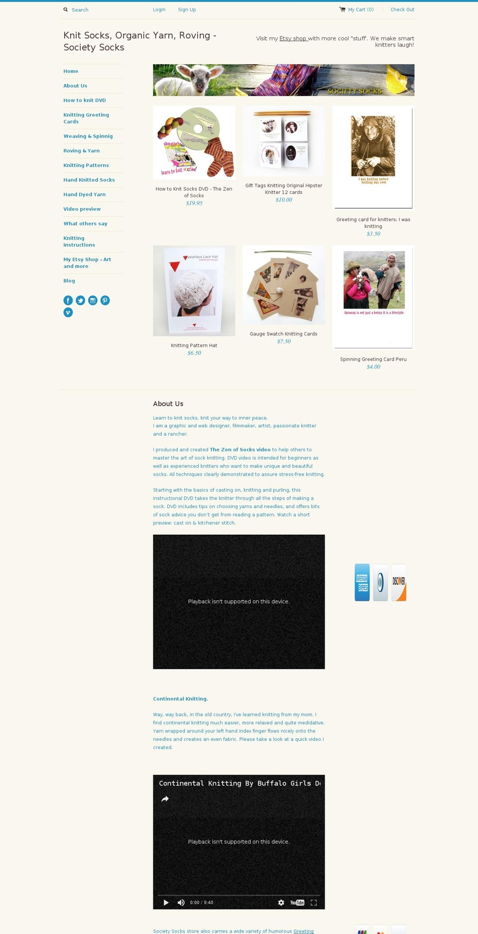 learntoknitsocksvideo.com shopify website screenshot