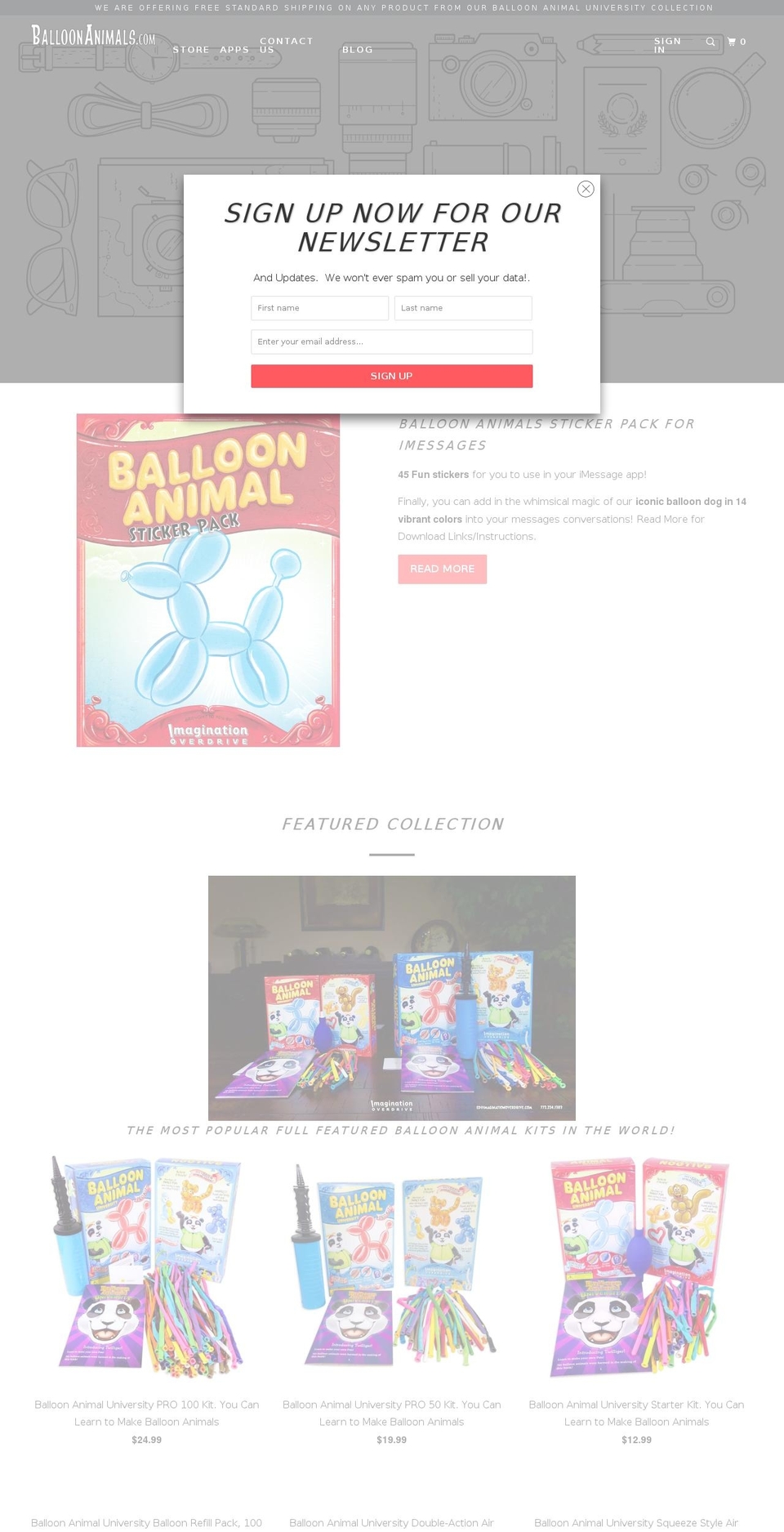 learntomakeballoonanimals.com shopify website screenshot