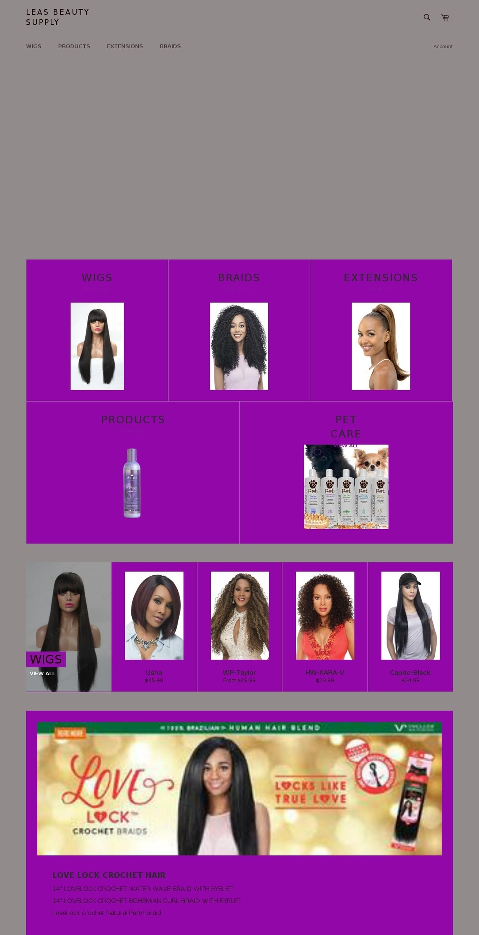 leasbeautysupply.com — Shopify storefront screenshot