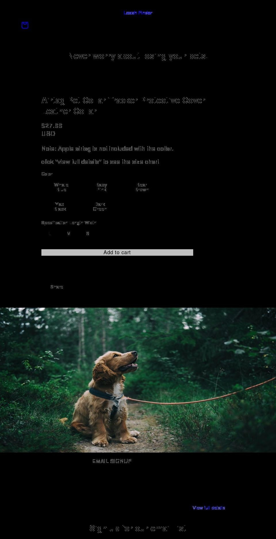 leashfinder.com shopify website screenshot