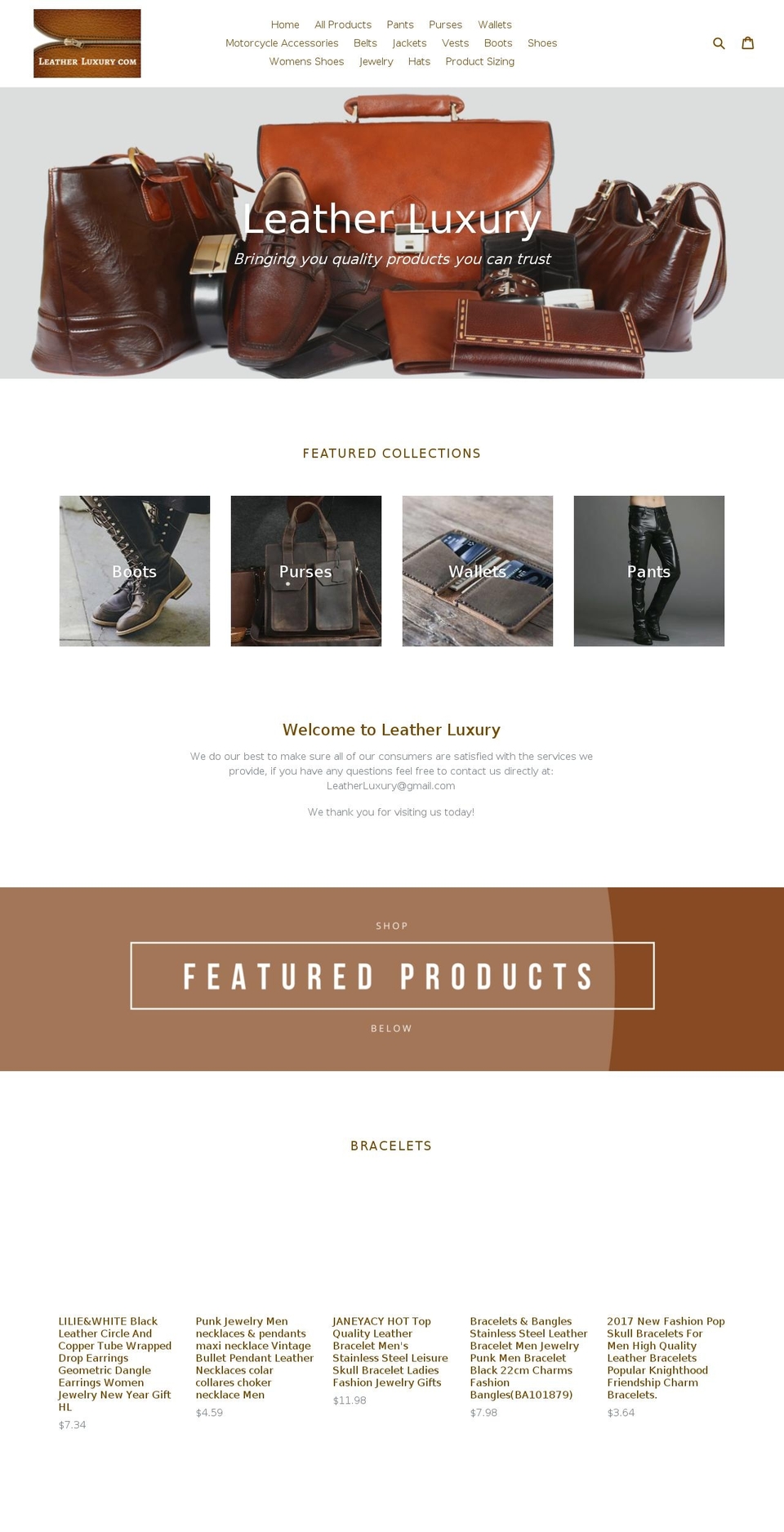 leather-luxury.com — Shopify storefront screenshot