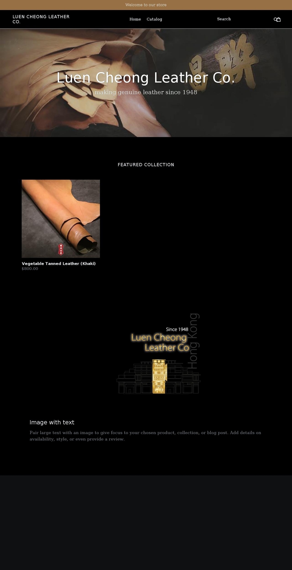 leather.hk shopify website screenshot