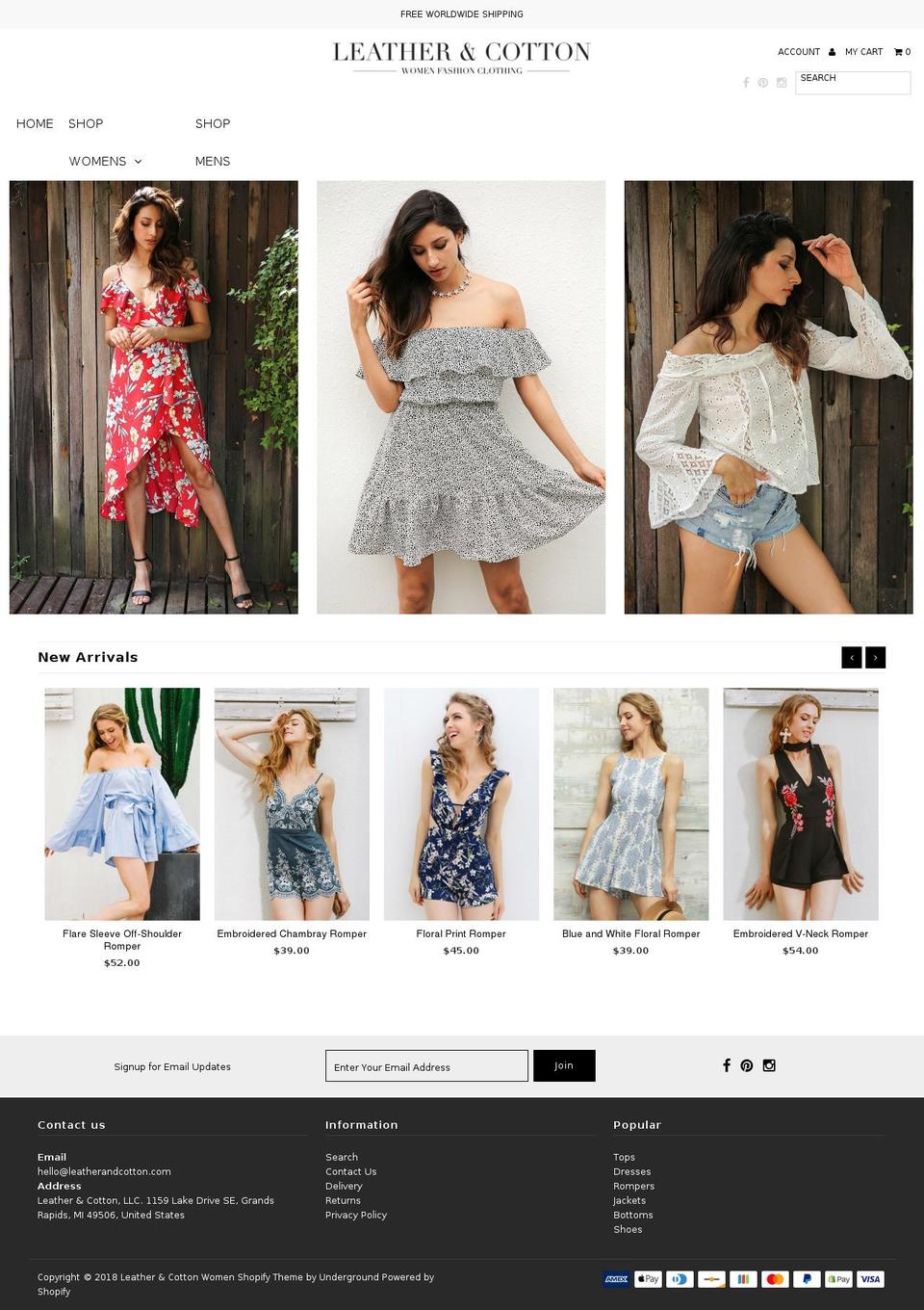 leatherandcottonwomen.com — Shopify storefront screenshot