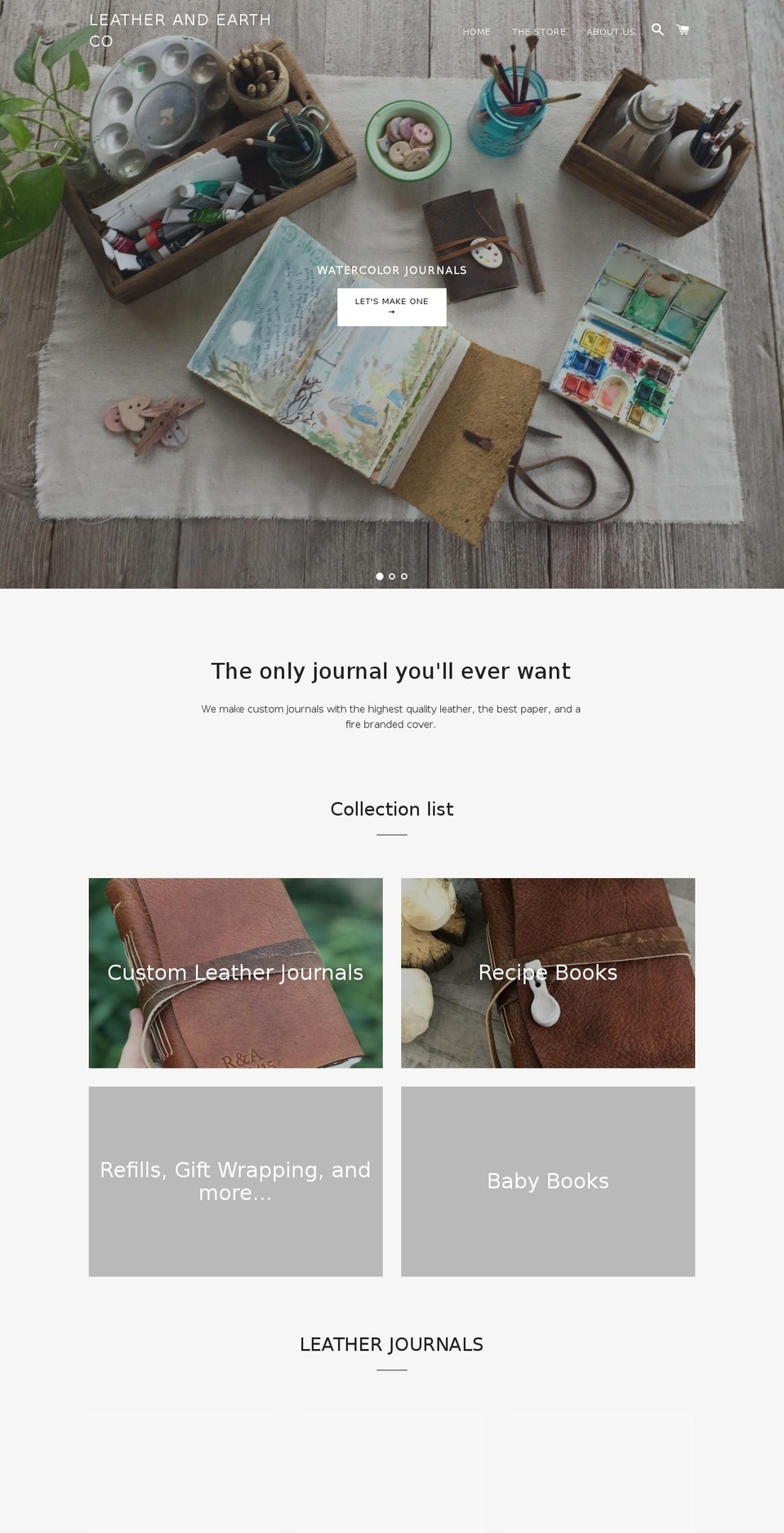 leatherandearth.com — Shopify storefront screenshot