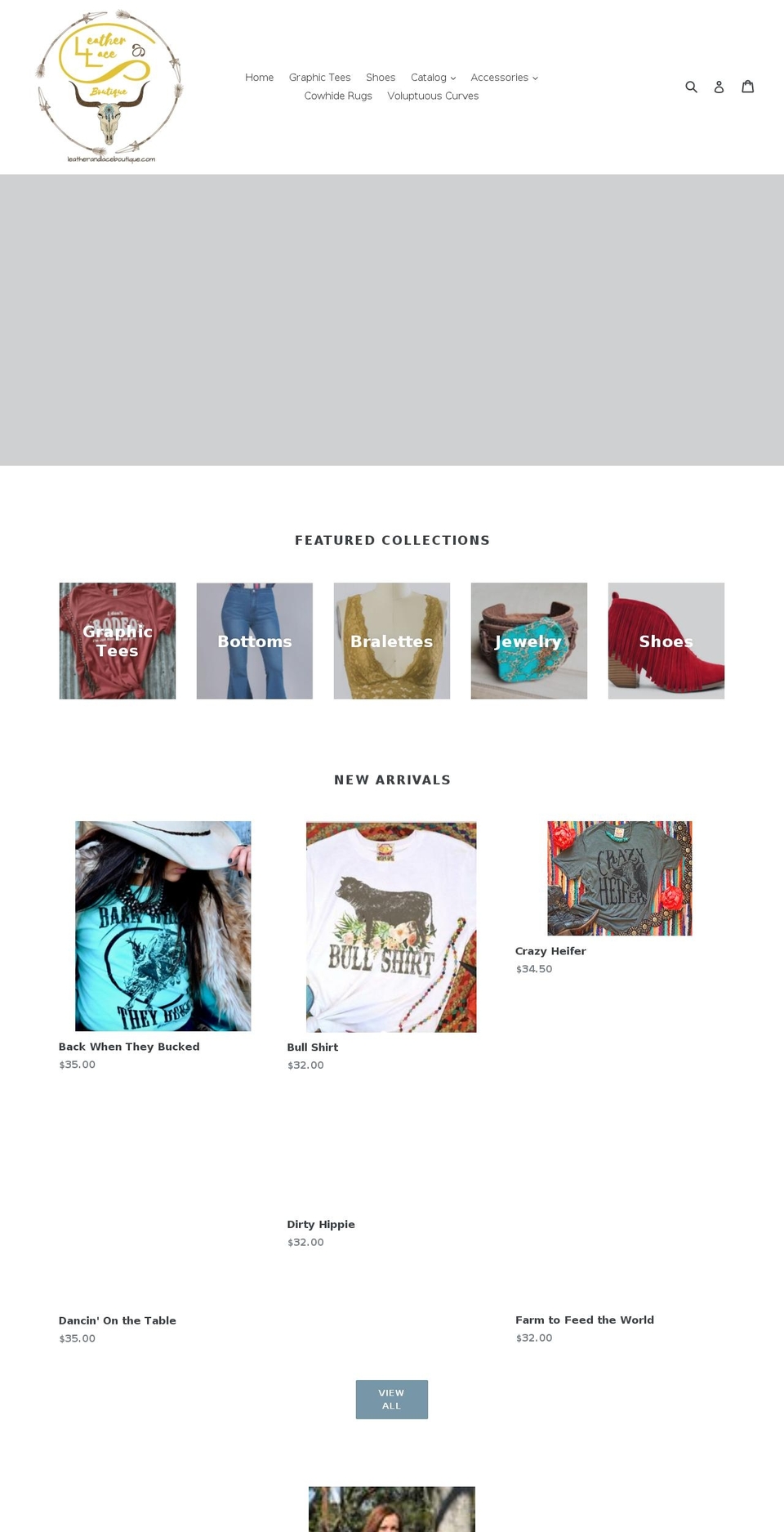 leatherandlaceboutique.com — Shopify storefront screenshot