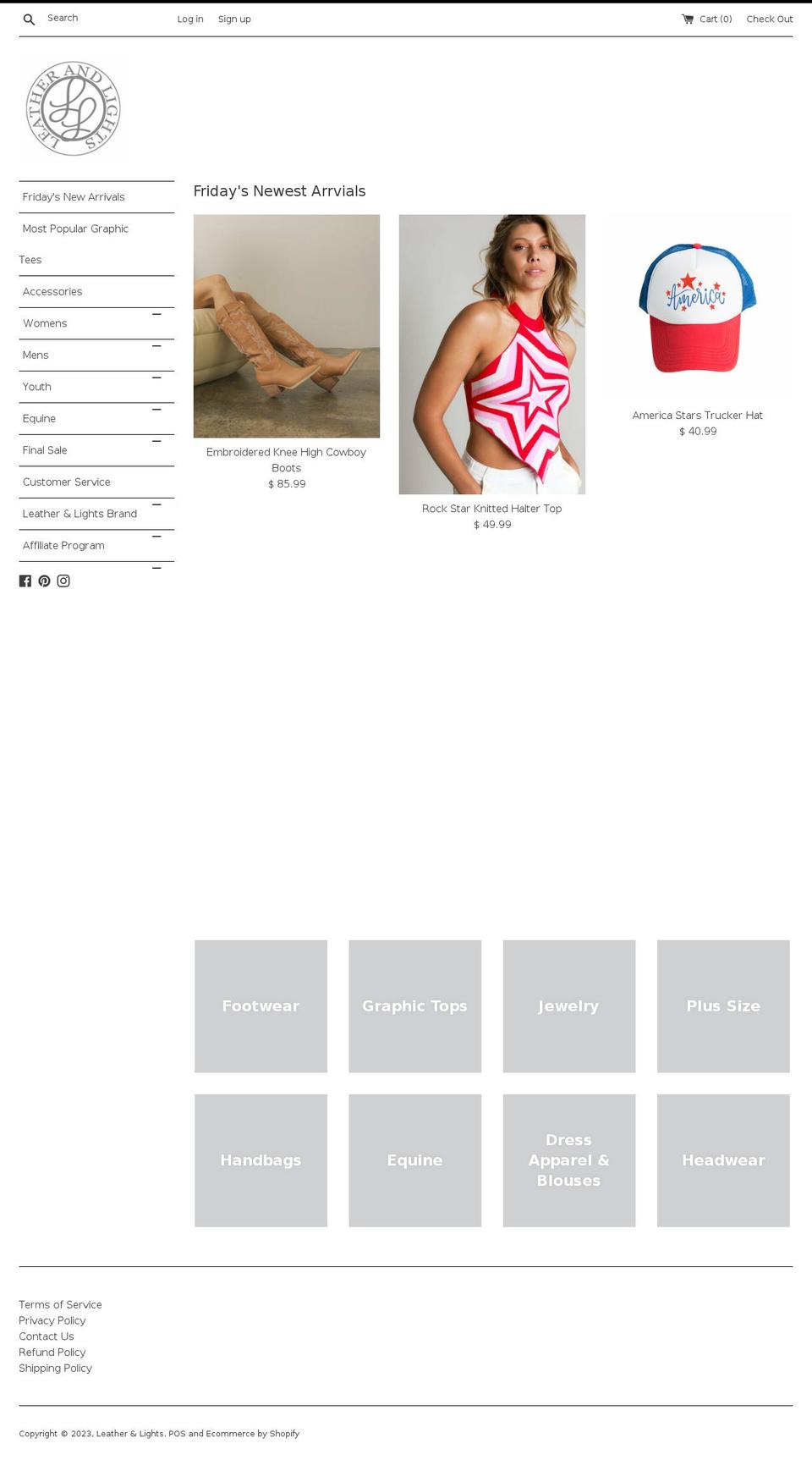 leatherandlights.com shopify website screenshot