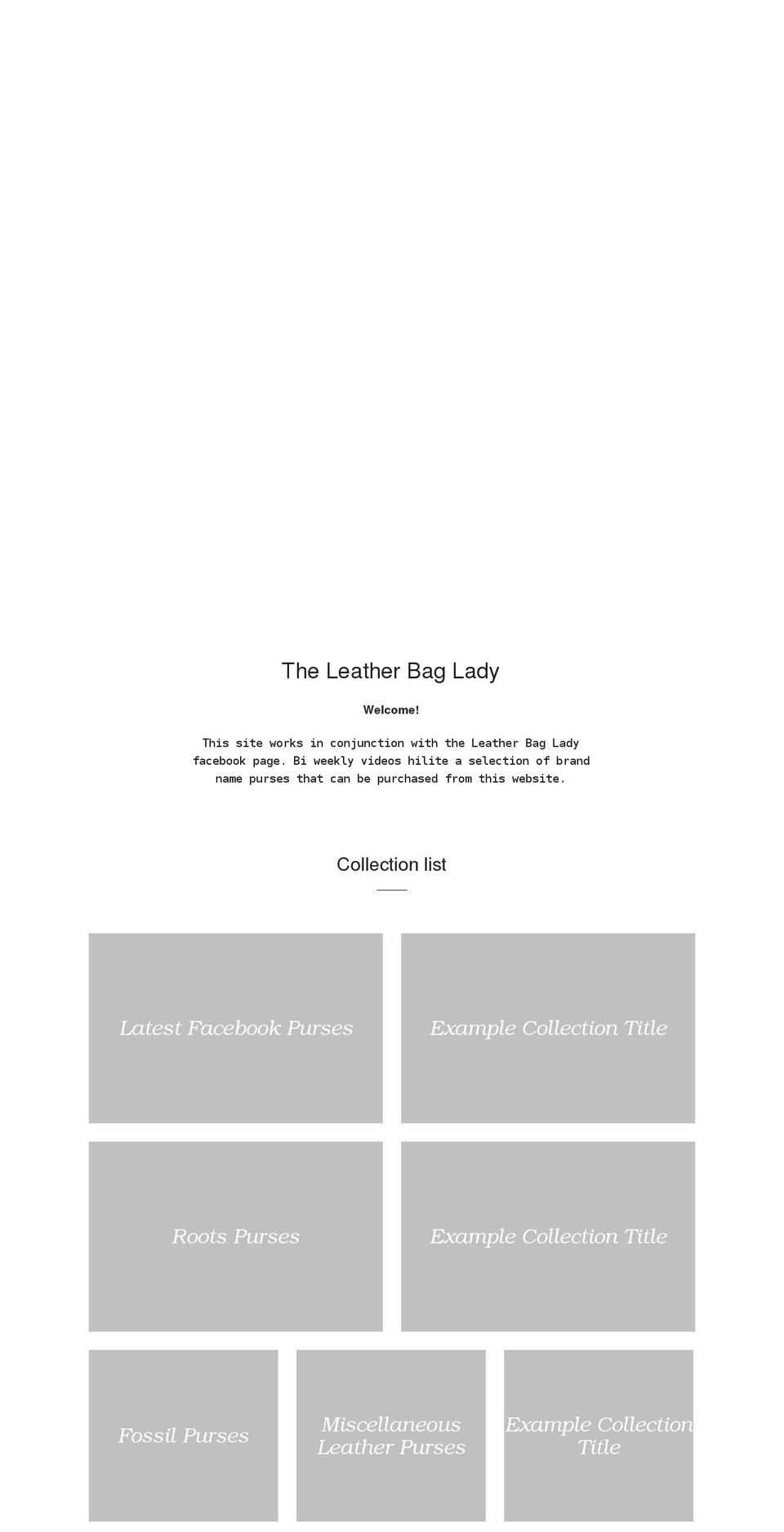 leatherbaglady.com shopify website screenshot
