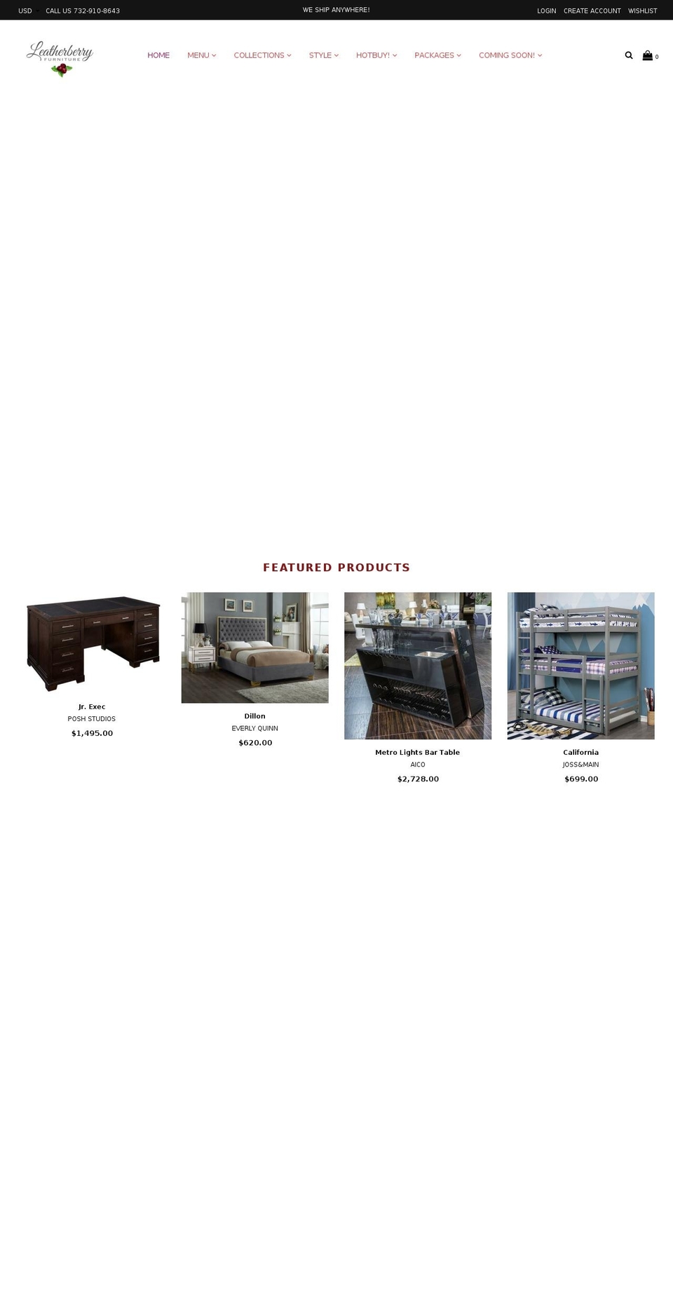 leatherberryfurniture.com — Shopify storefront screenshot