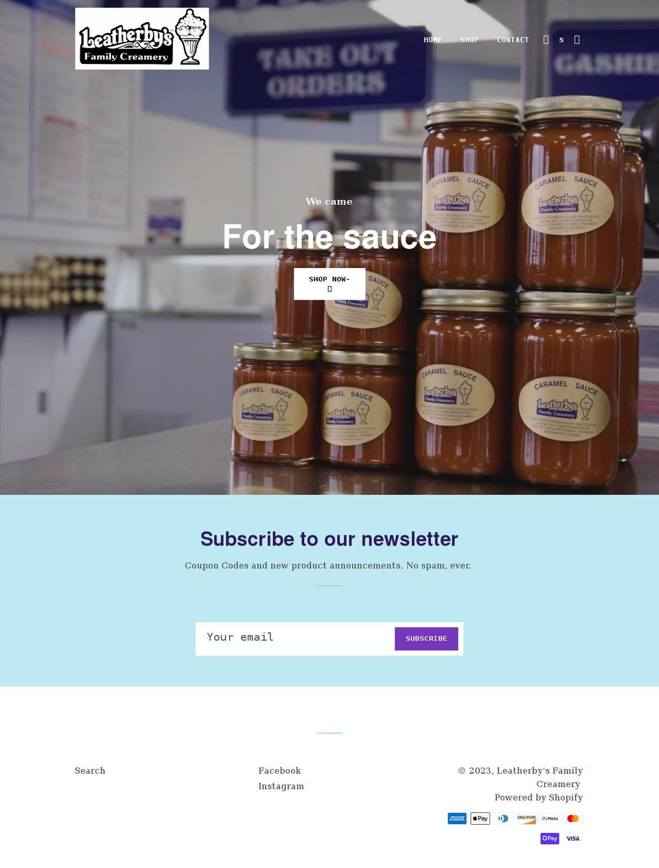 leatherbys-family-creamery.myshopify.com shopify website screenshot