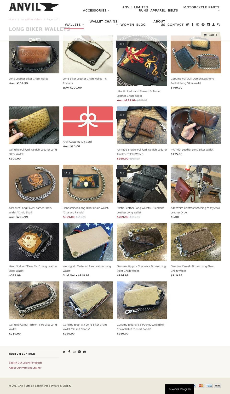 leatherchainwallets.com shopify website screenshot