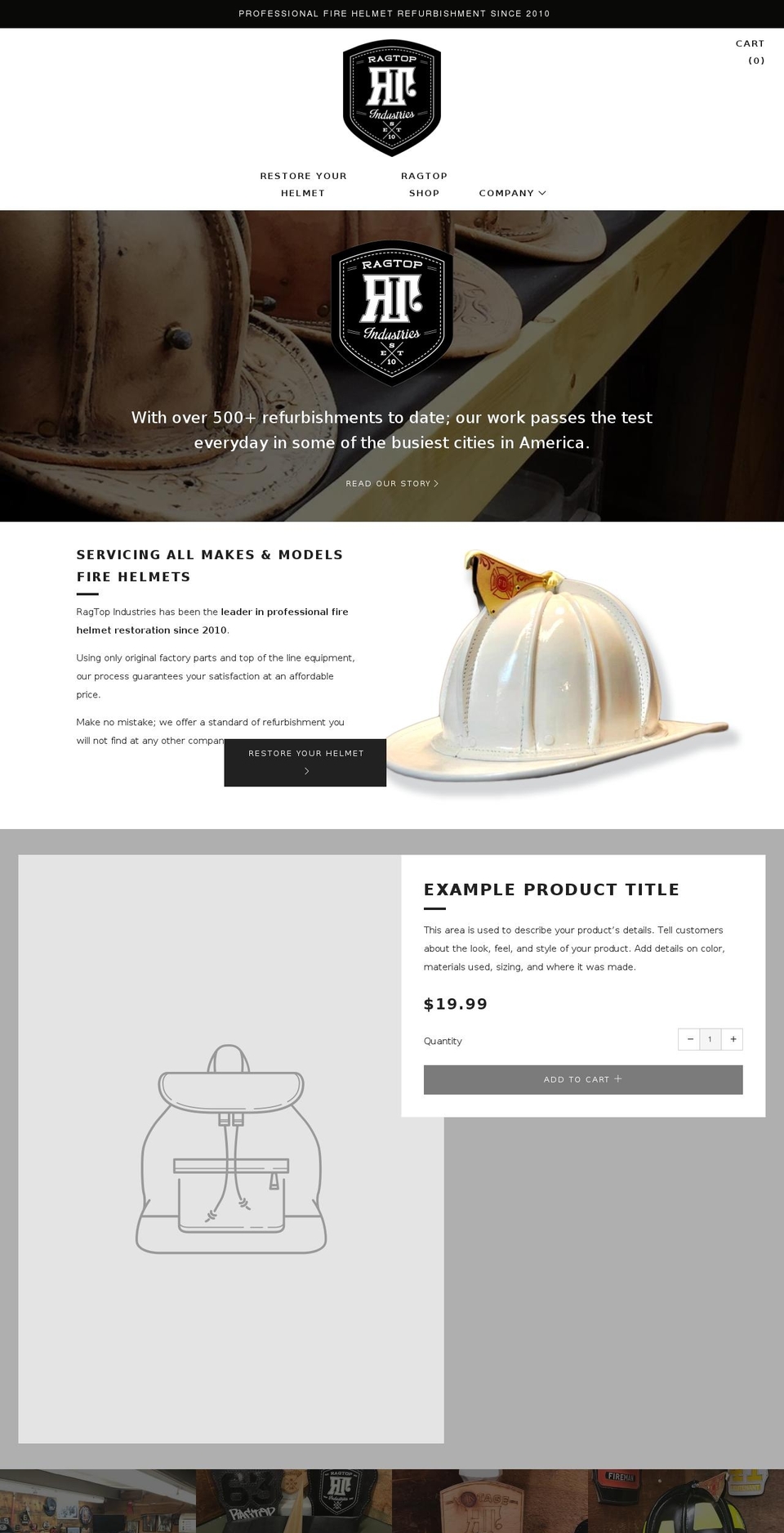 Ragtop Shop Shopify theme site example leatherfirehelmet.com