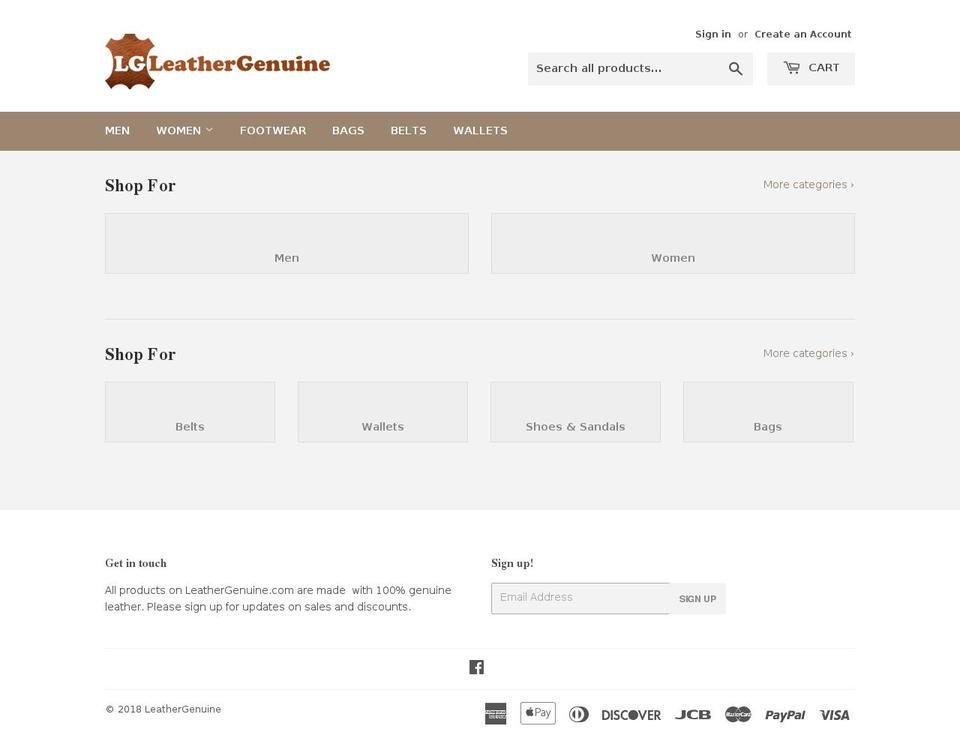 leathergenuine.com — Shopify storefront screenshot