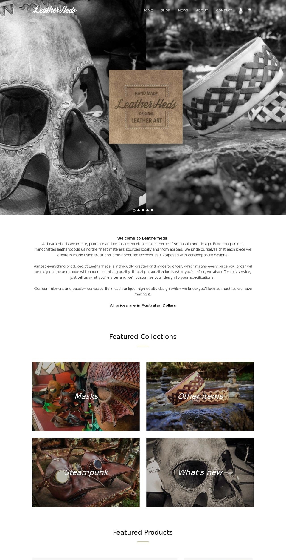 leatherheds.com shopify website screenshot