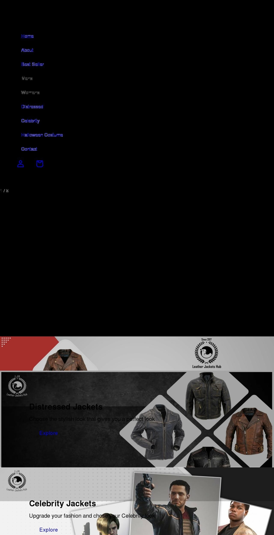 leatherjacketshub.com shopify website screenshot