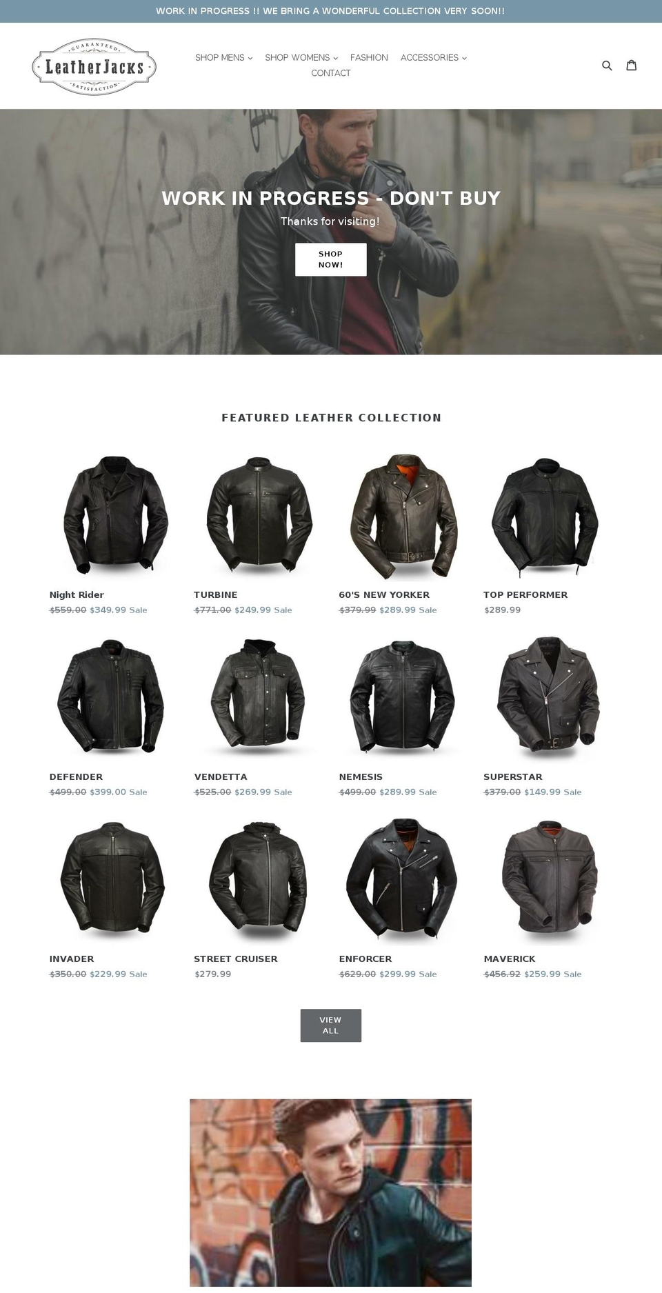 leatherjacks.com — Shopify storefront screenshot