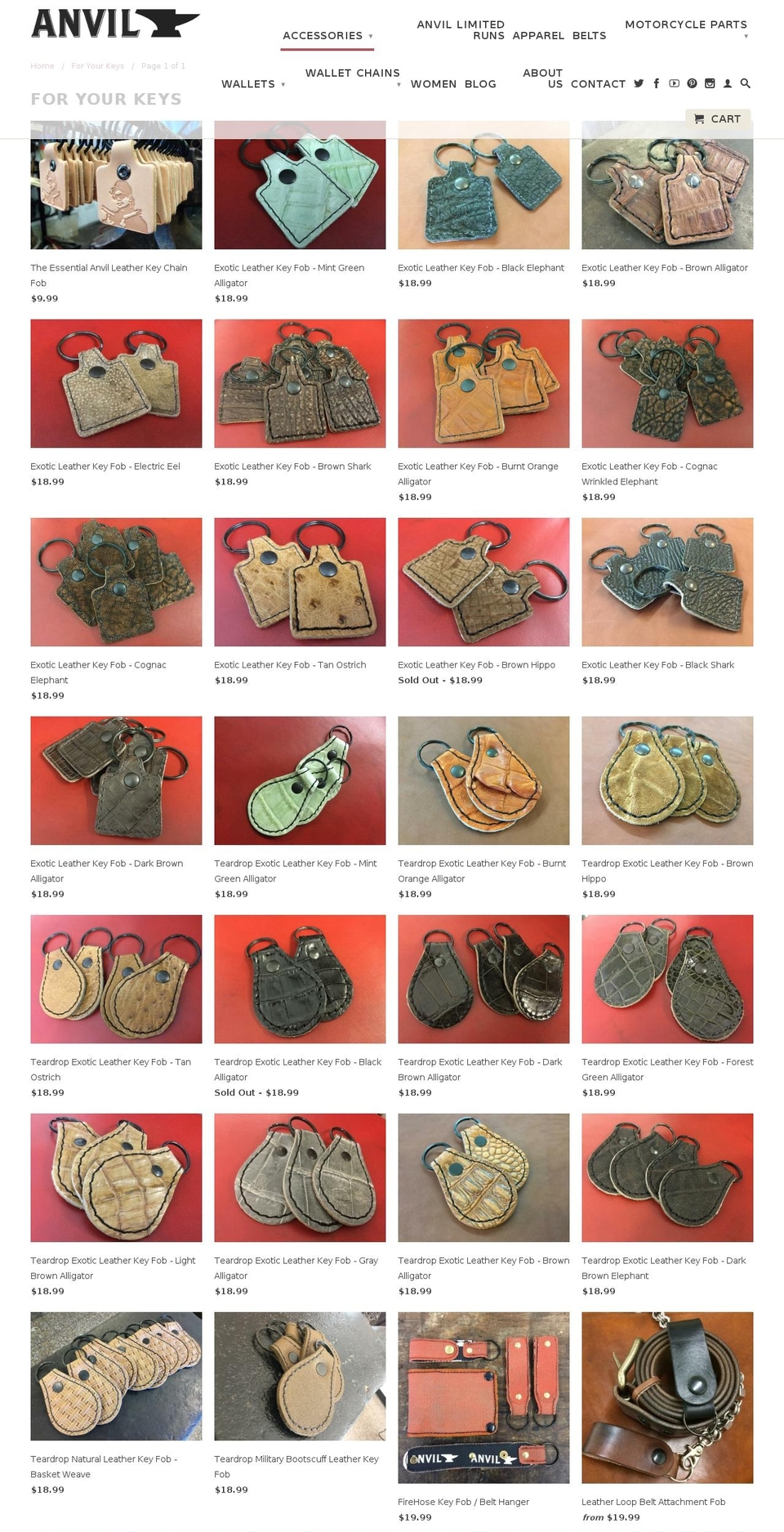 leatherkeyfobs.com shopify website screenshot
