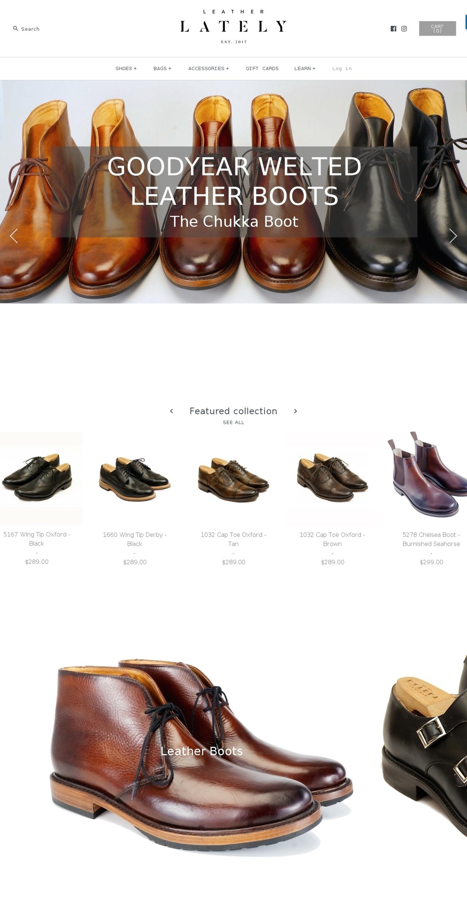 leatherlately.com shopify website screenshot