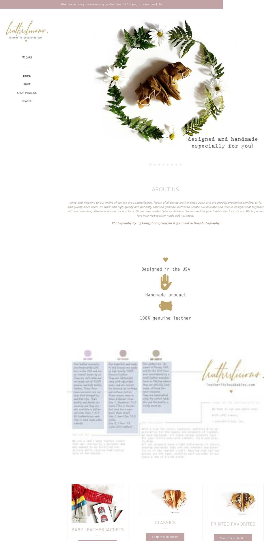 leatherliciousbabies.com — Shopify storefront screenshot