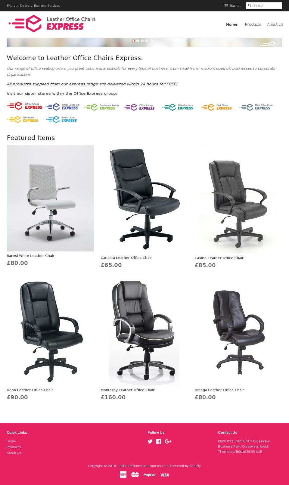 leatherofficechairs-express.com shopify website screenshot
