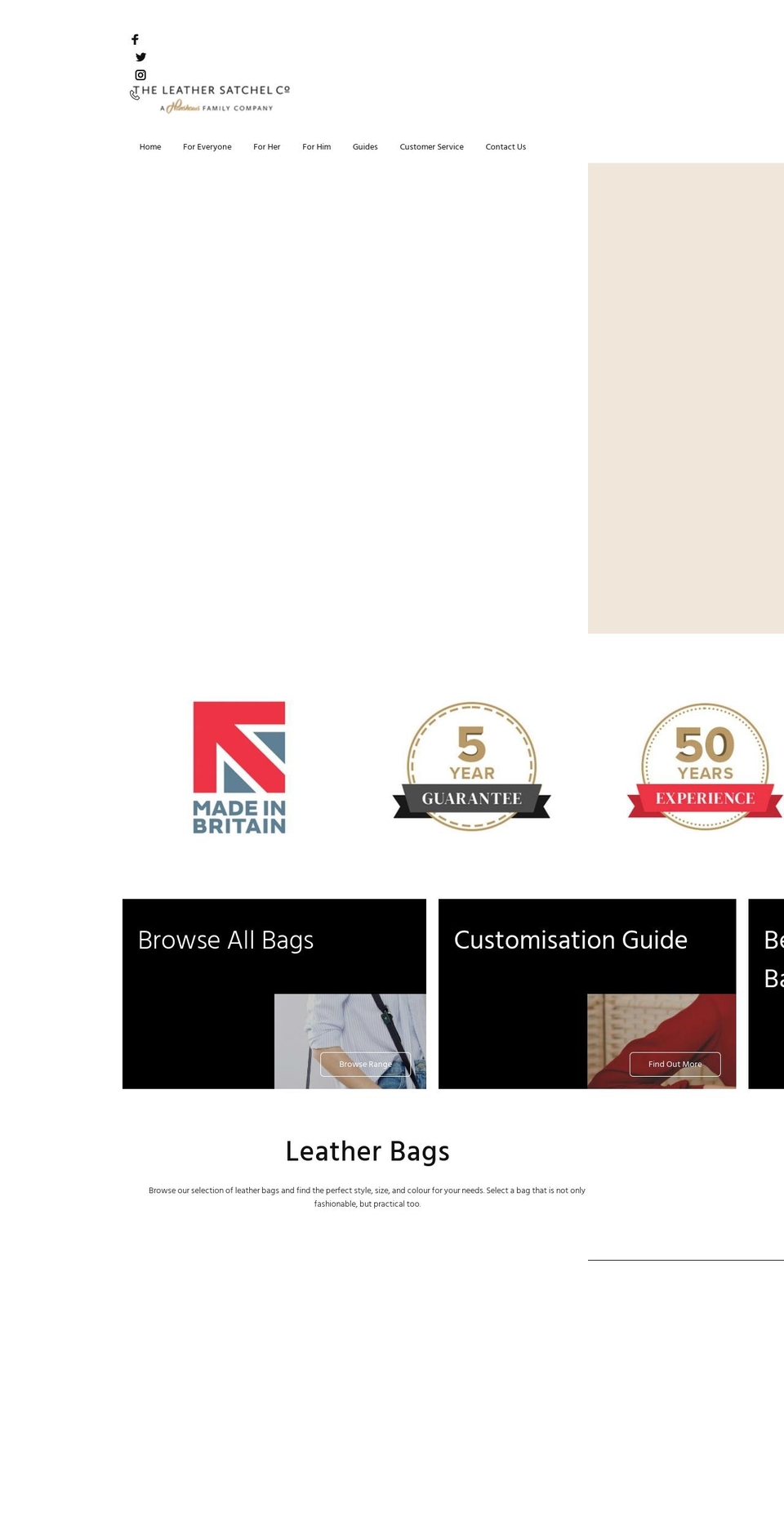 leathersatchel.co.uk shopify website screenshot