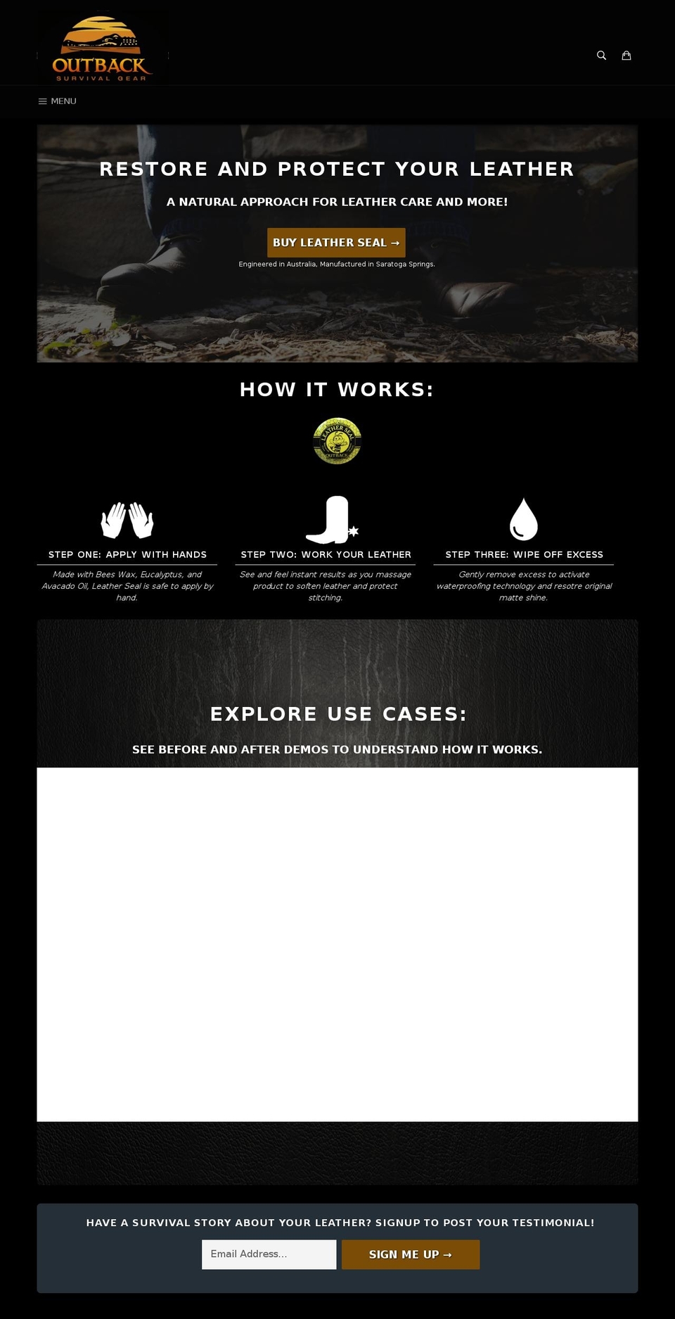 leatherseal.com shopify website screenshot