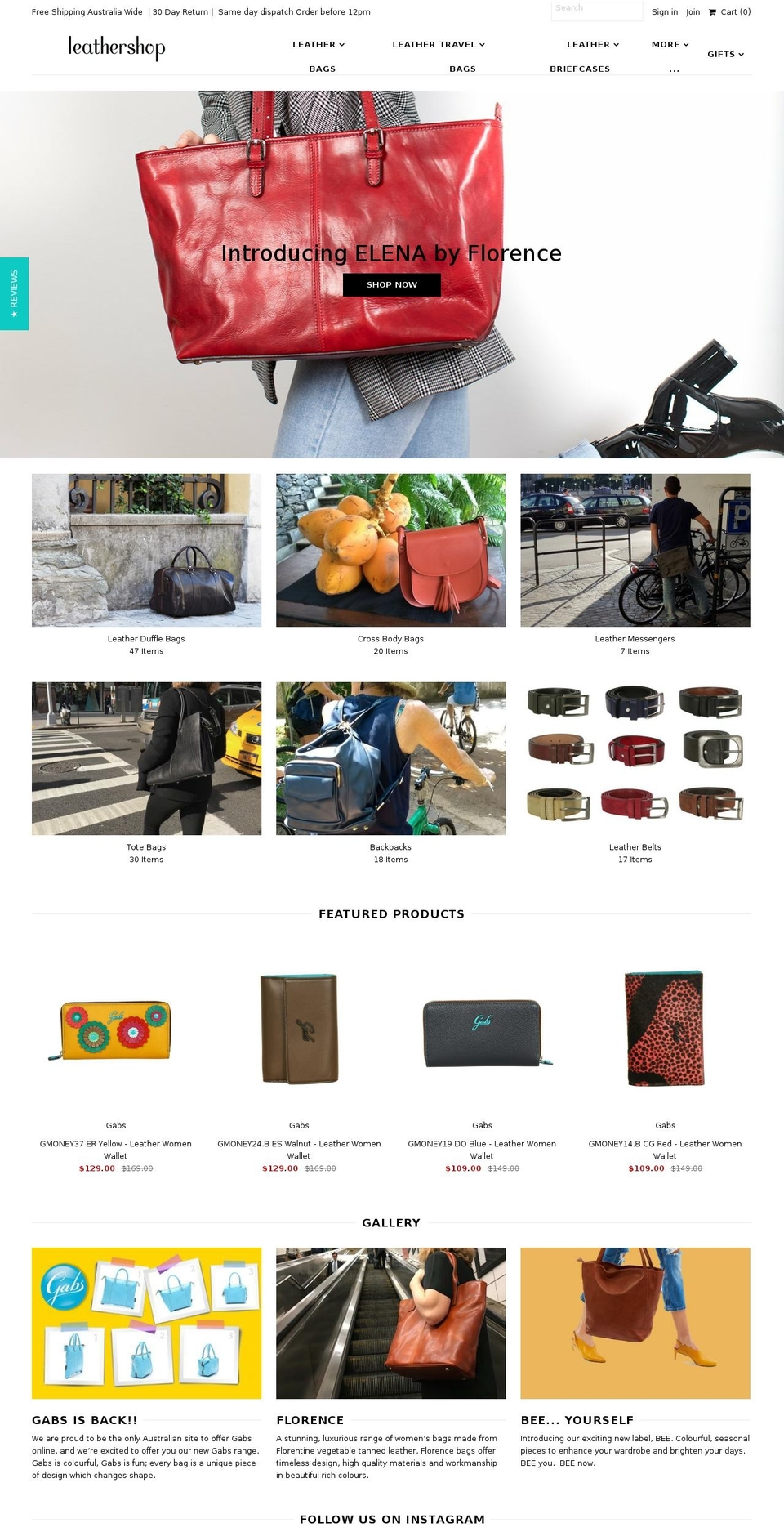 leathershop.com.au shopify website screenshot