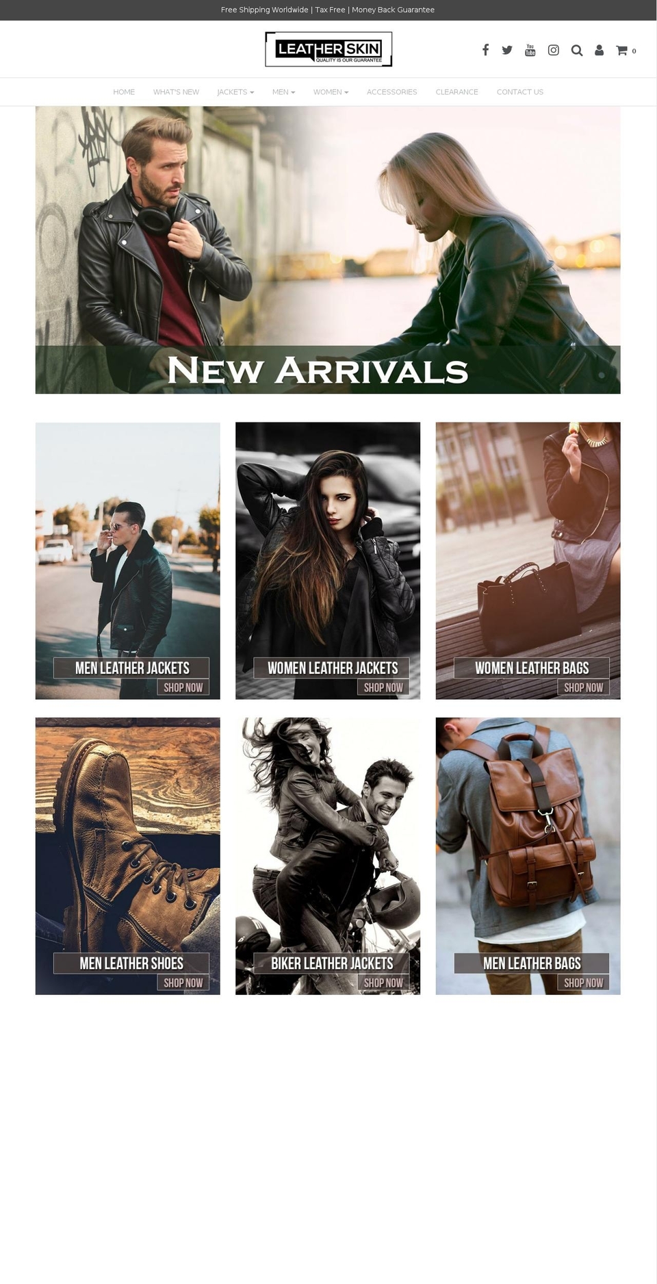 leatherskinshop.com shopify website screenshot