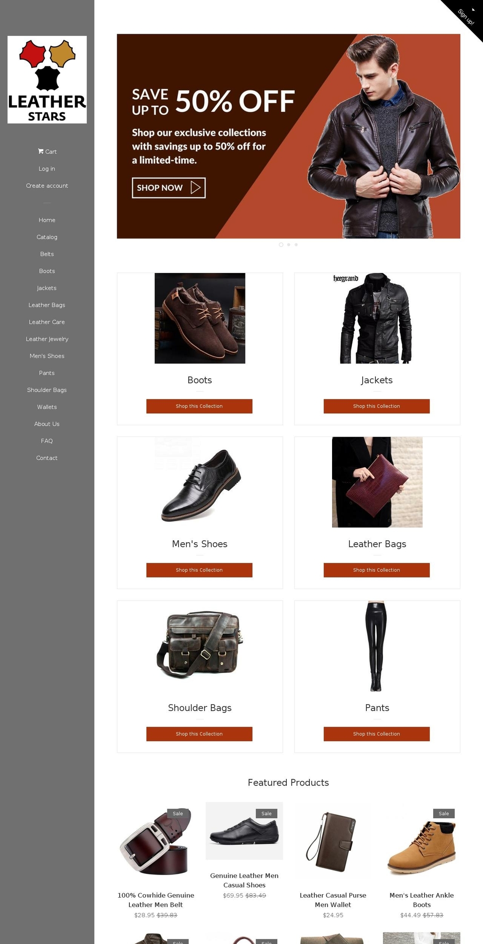 Gentlemen Shopify theme site example leatherstars.com