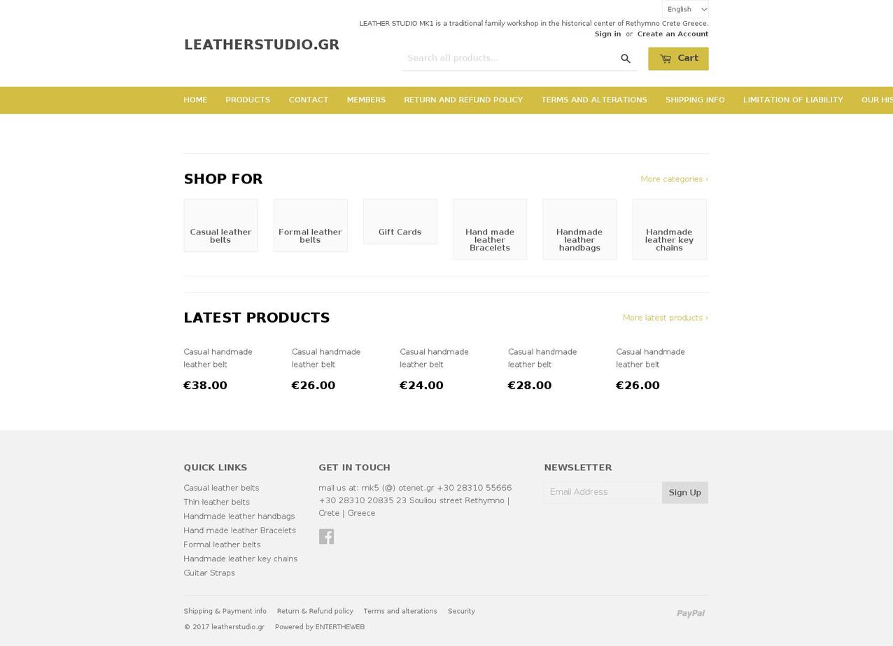 leatherstudio.gr shopify website screenshot