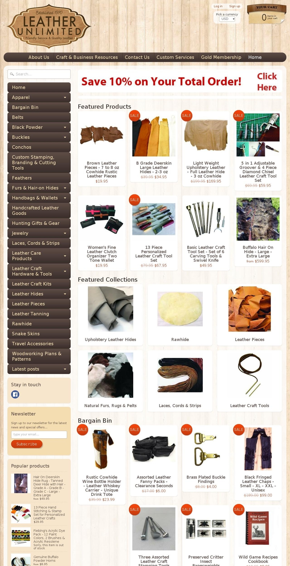 leatherunltd.com shopify website screenshot