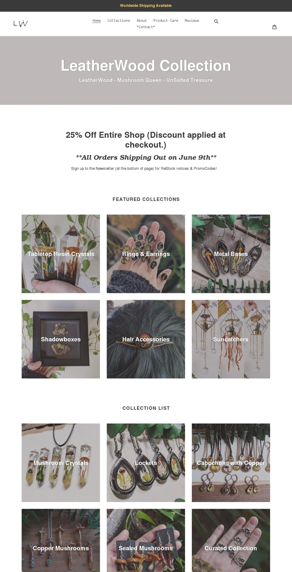 leatherwoodcollection.com shopify website screenshot