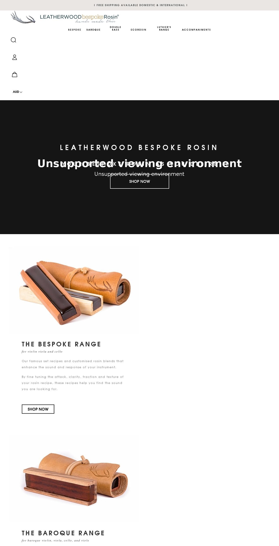 leatherwoodrosin.com.au shopify website screenshot