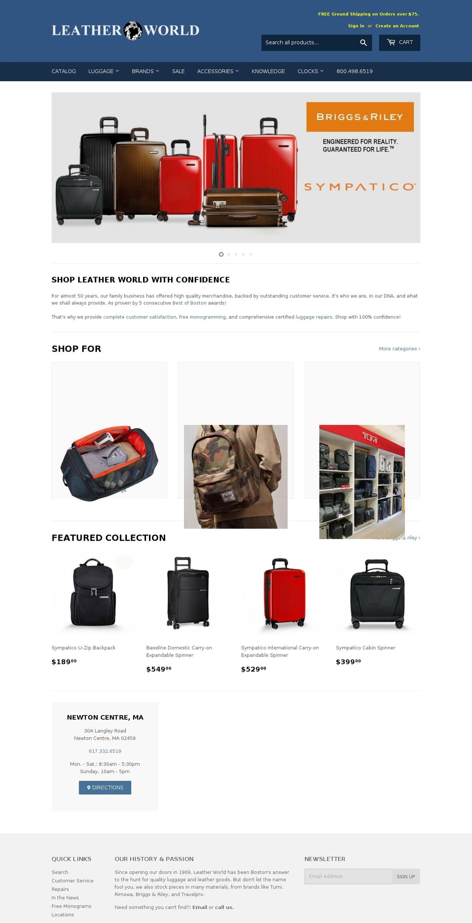 leatherworldtravel.com shopify website screenshot