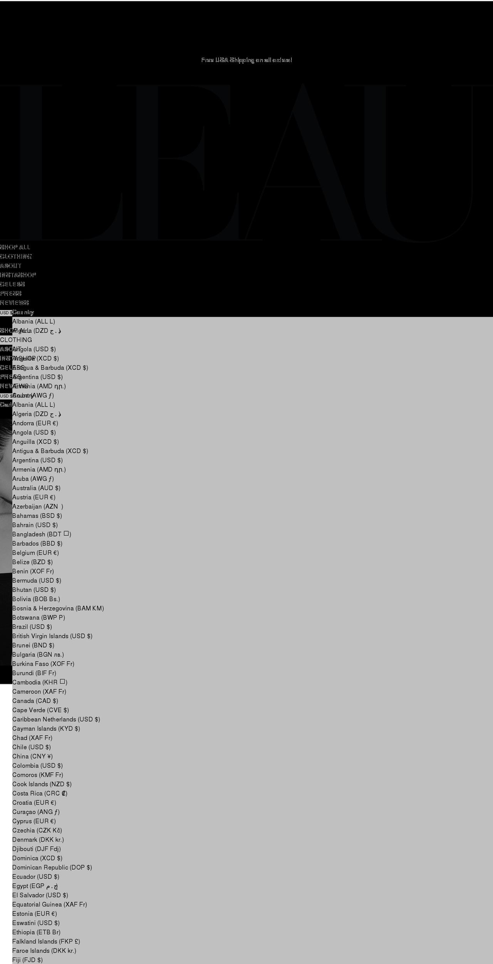 leauclothing.com shopify website screenshot