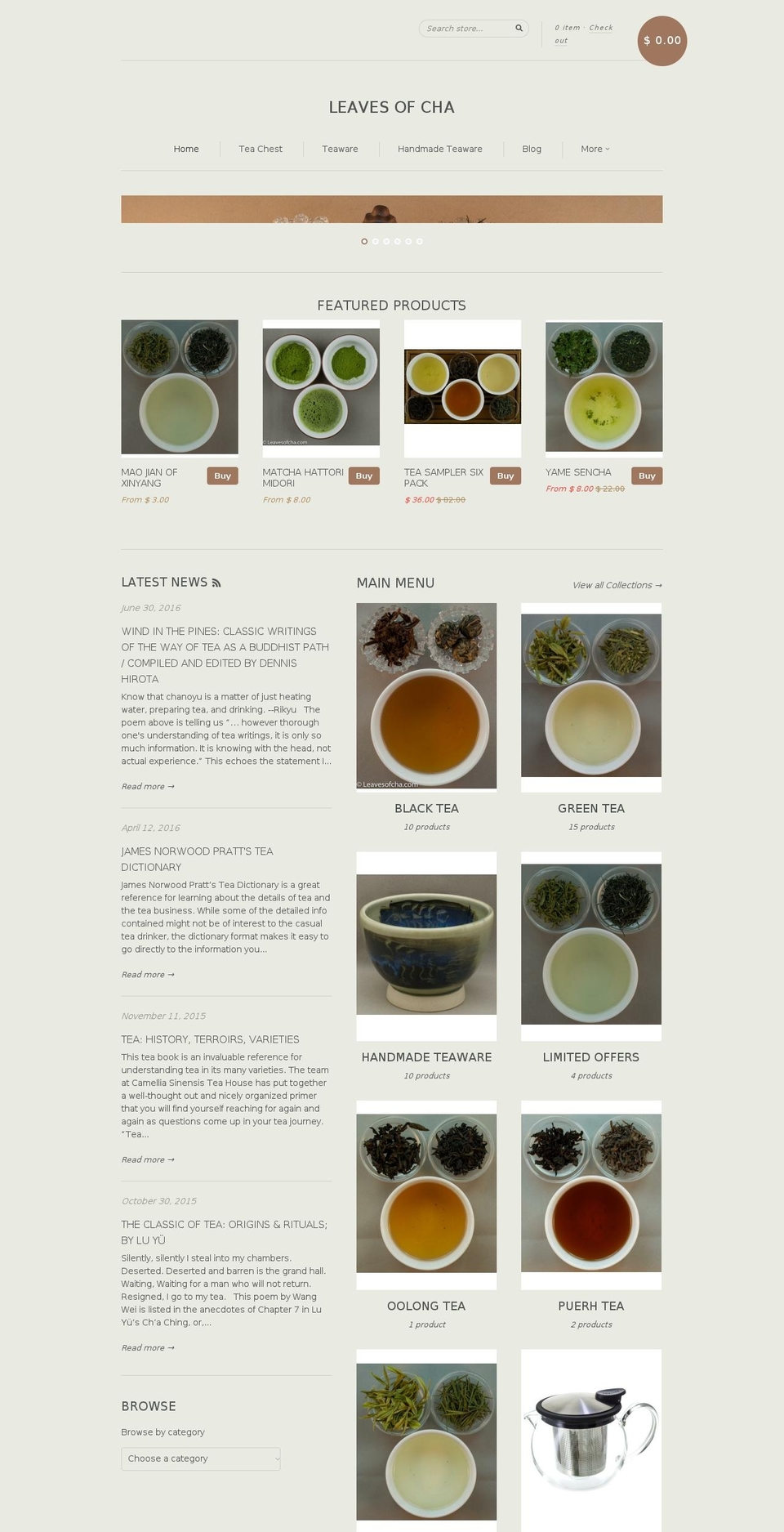 leavesofcha.com shopify website screenshot