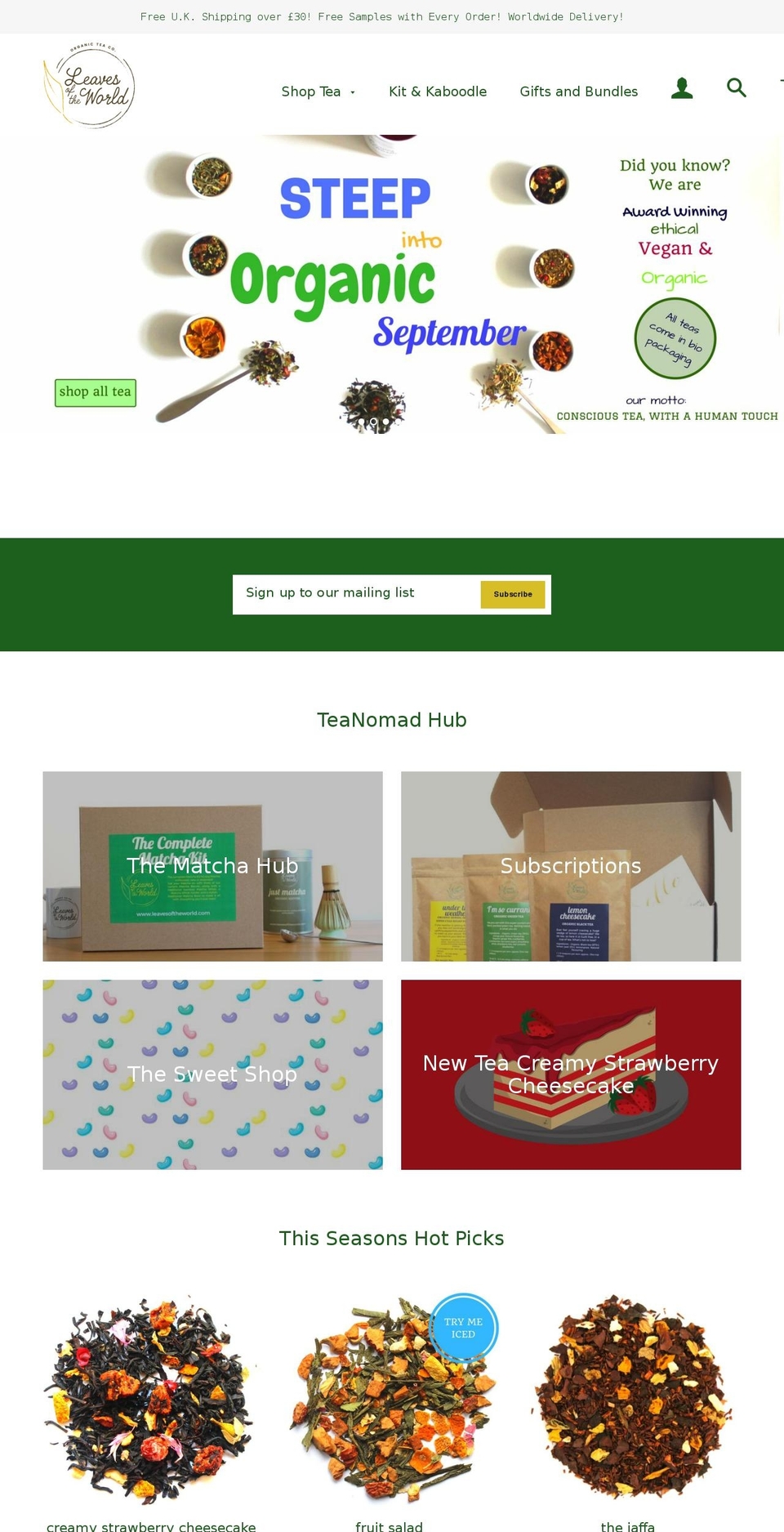 leavesoftheworld.com — Shopify storefront screenshot