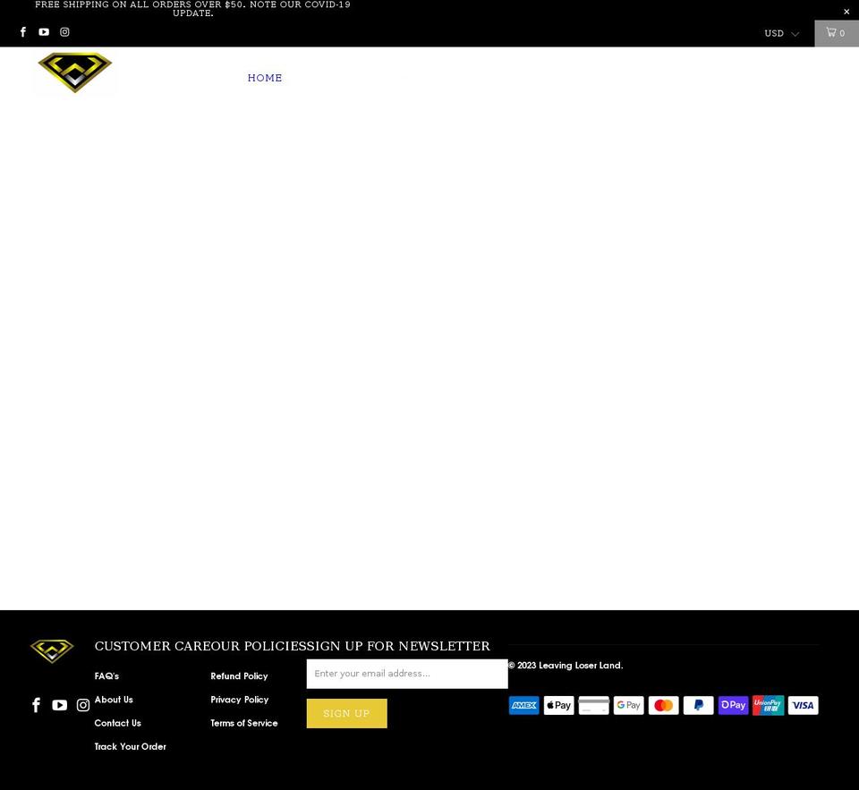 leavingloserland.com shopify website screenshot
