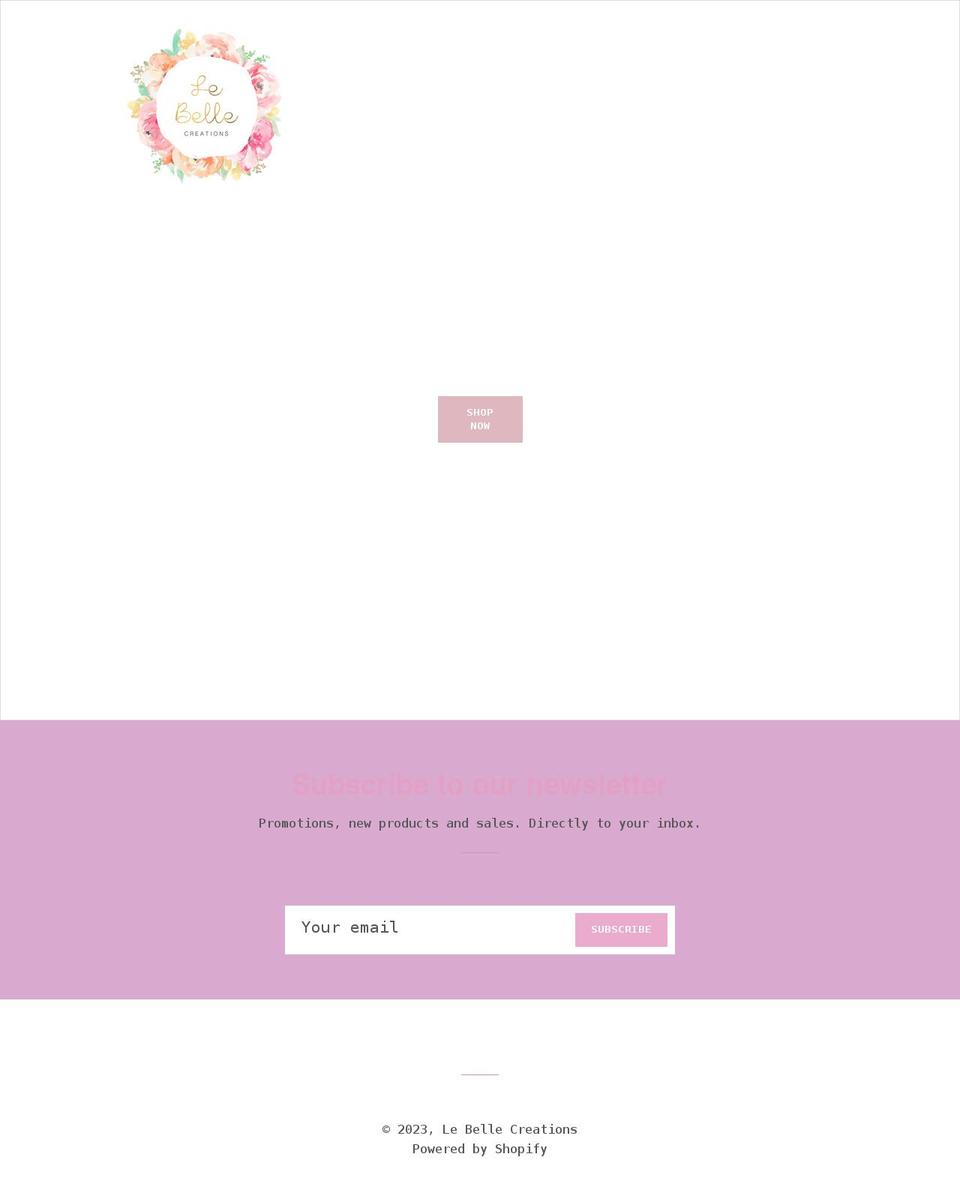 lebellecreations.com shopify website screenshot