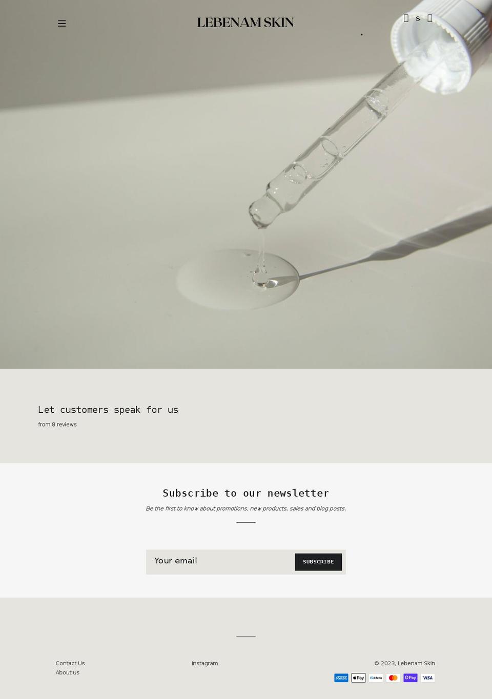 lebenamskin.com shopify website screenshot