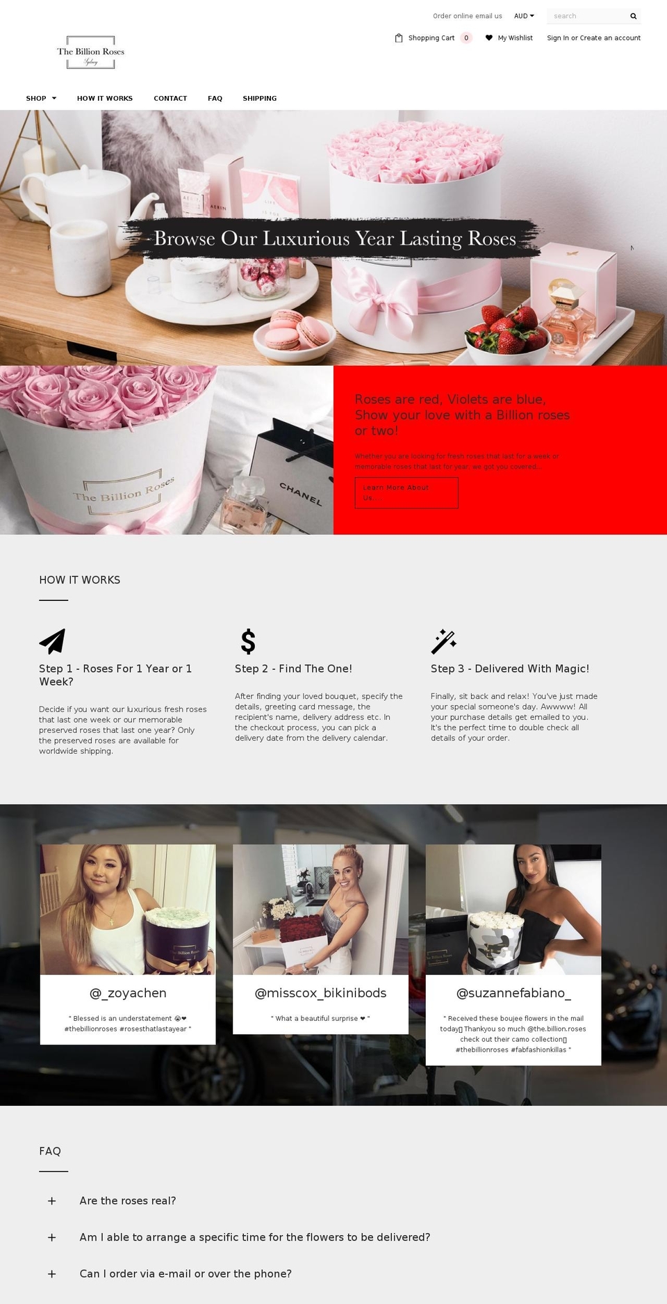 lebillionroses.com — Shopify storefront screenshot