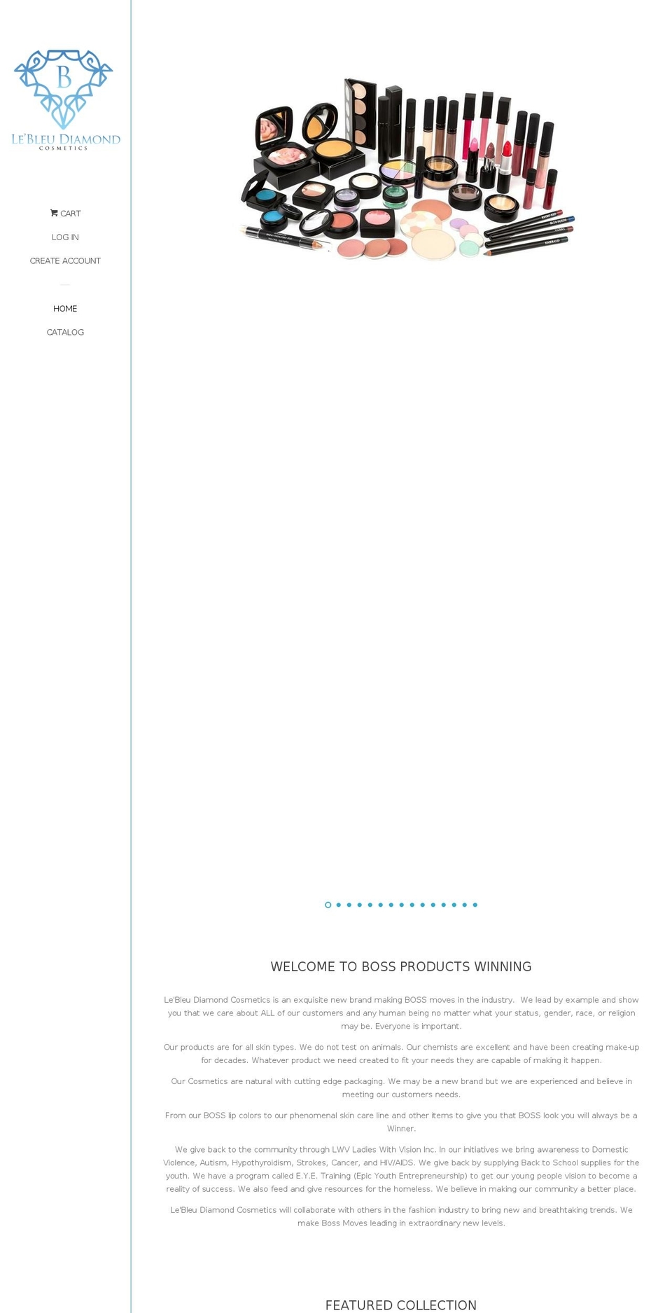 lebleudiamondcosmetics.com — Shopify storefront screenshot