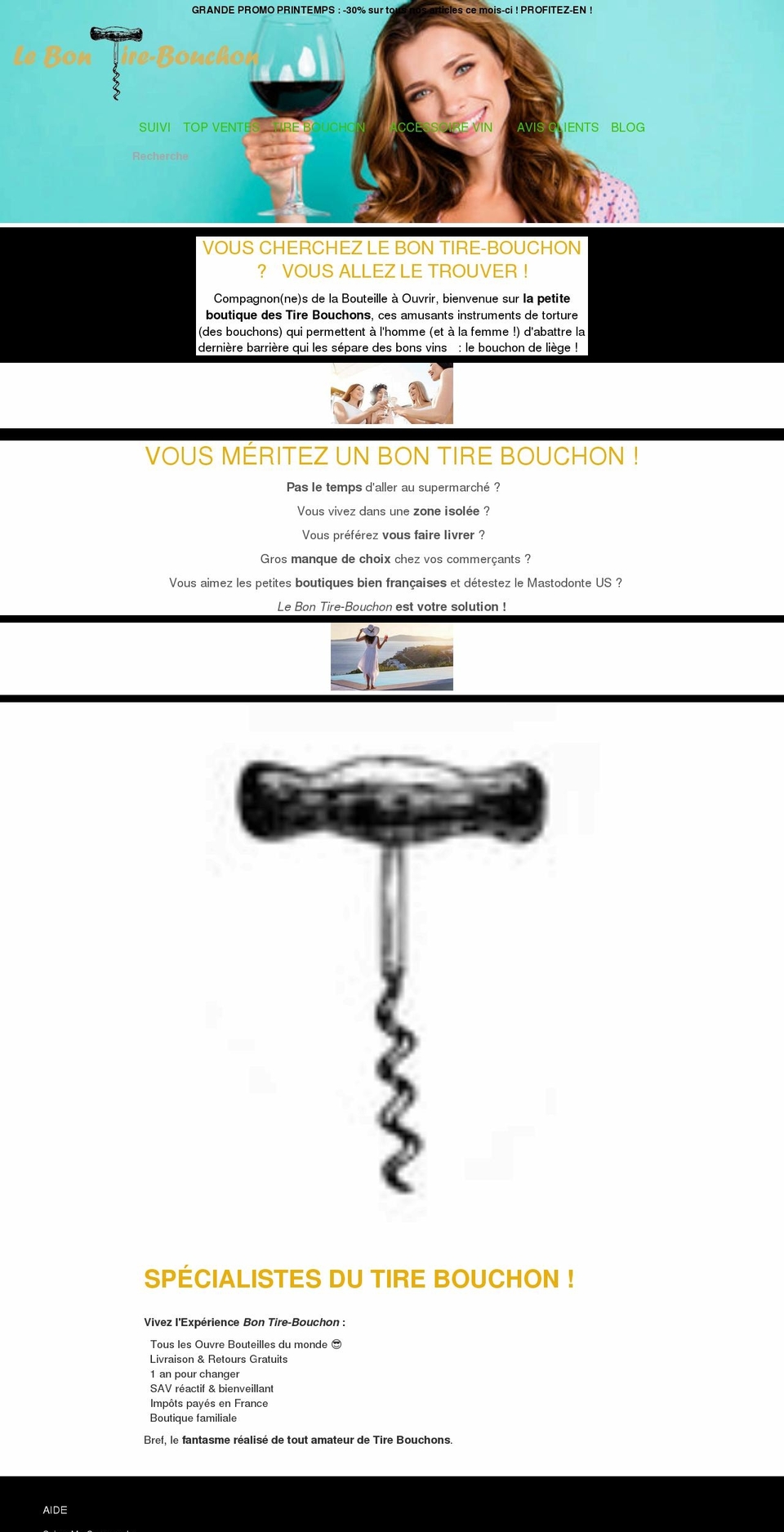 lebontirebouchon.com shopify website screenshot